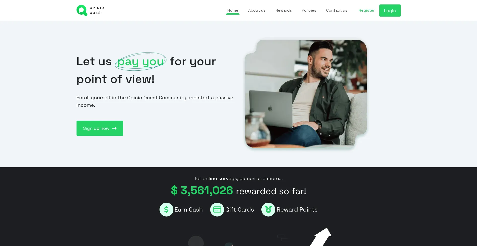 Website screenshot of Opinioquest.com