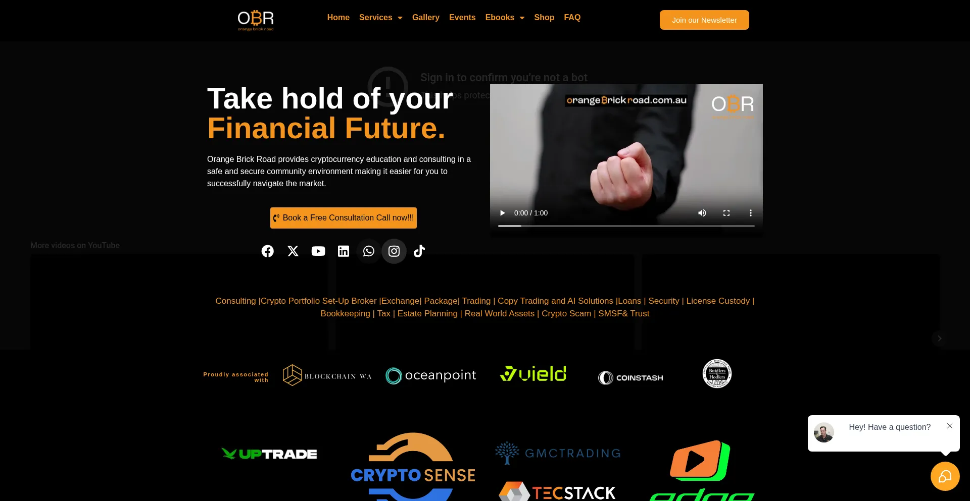 Website screenshot of Orangebrickroad.com.au