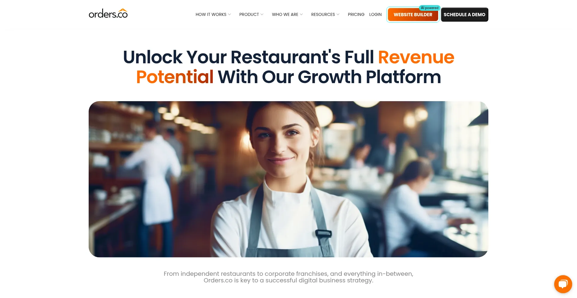 Website screenshot of Orders.co