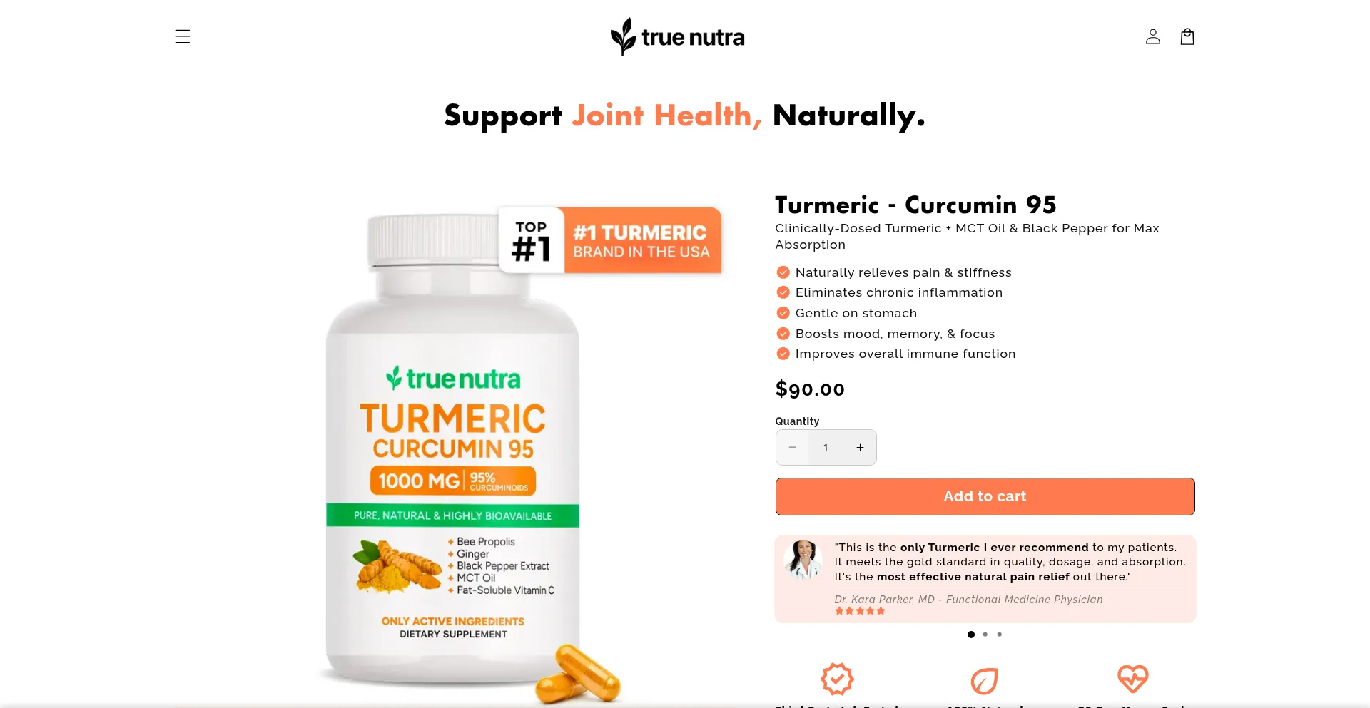 Website screenshot of Ordertruenutra.com