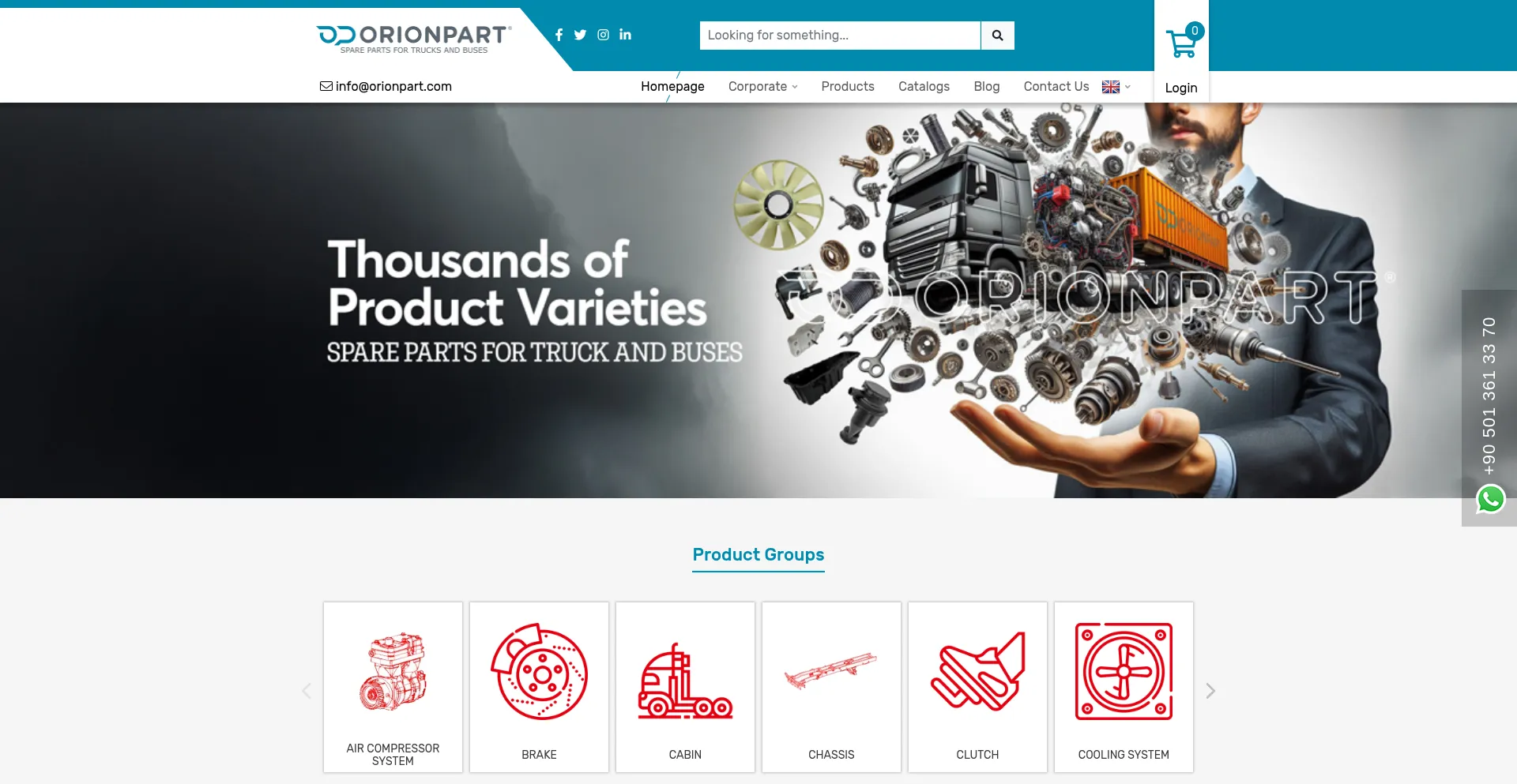 Website screenshot of Orionpart.com