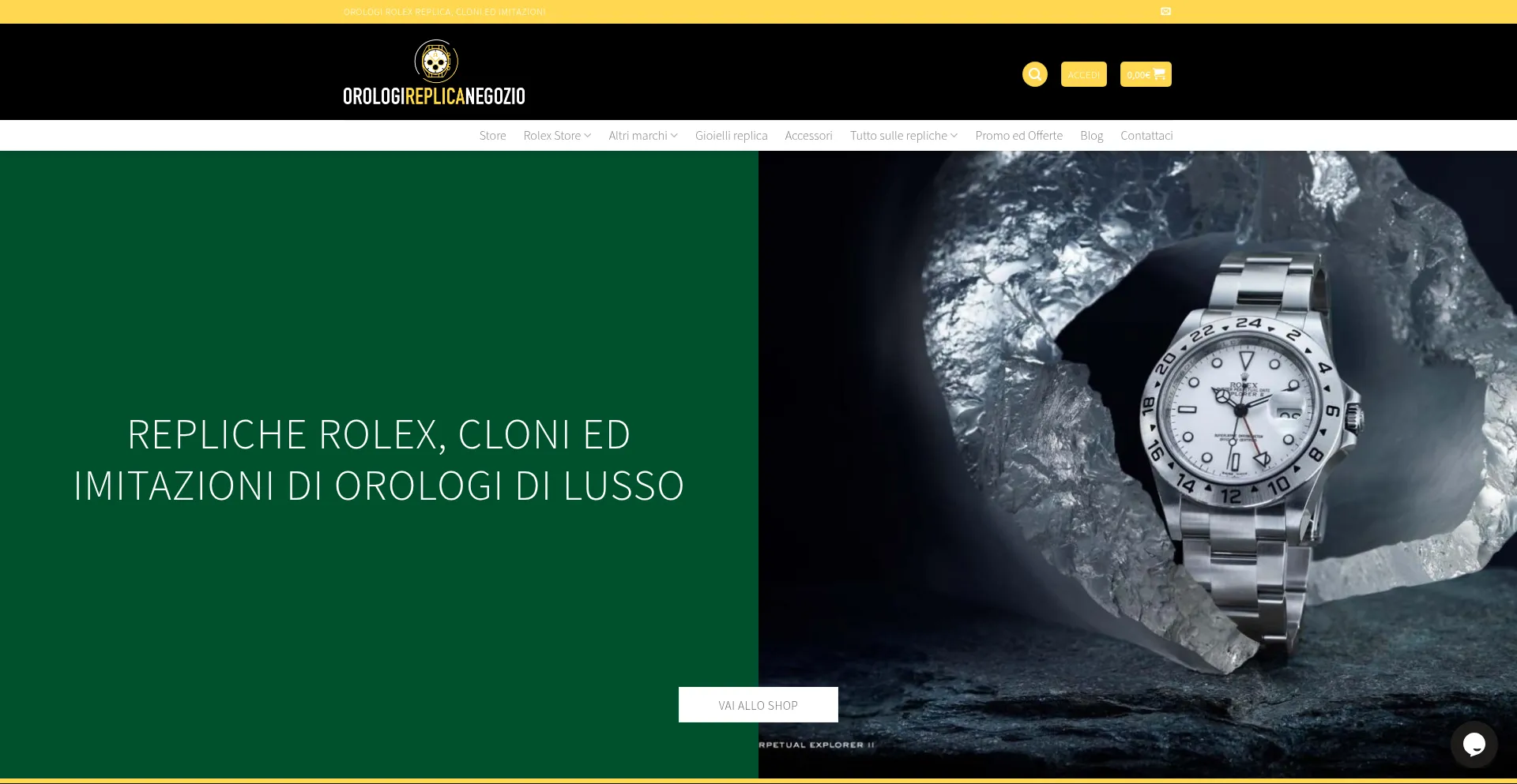 Website screenshot of Orologireplicanegozio.it