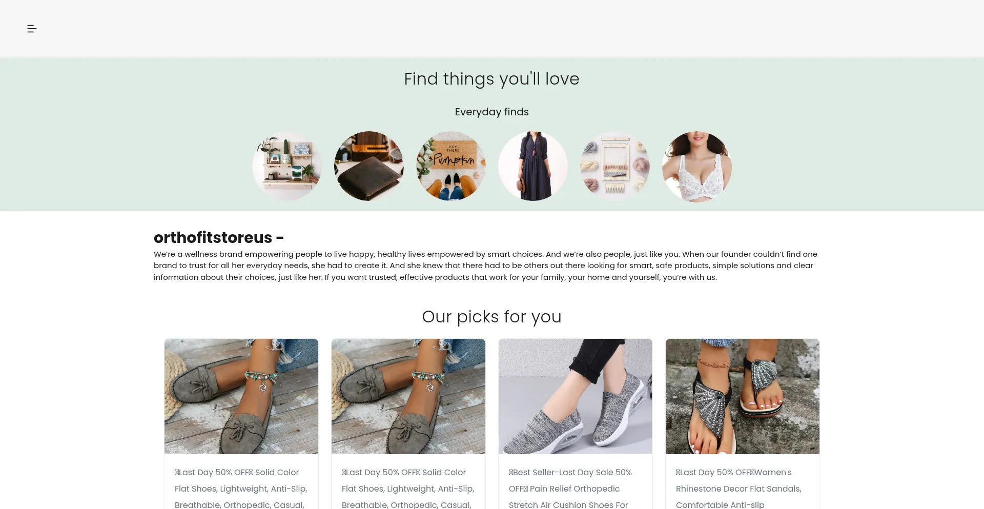 Website screenshot of Orthofitstoreus.com