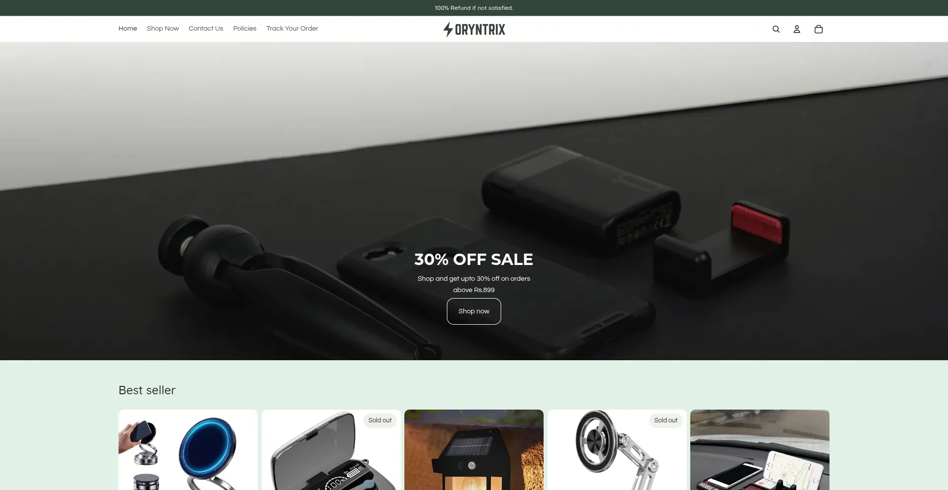 Website screenshot of Oryntrix.com