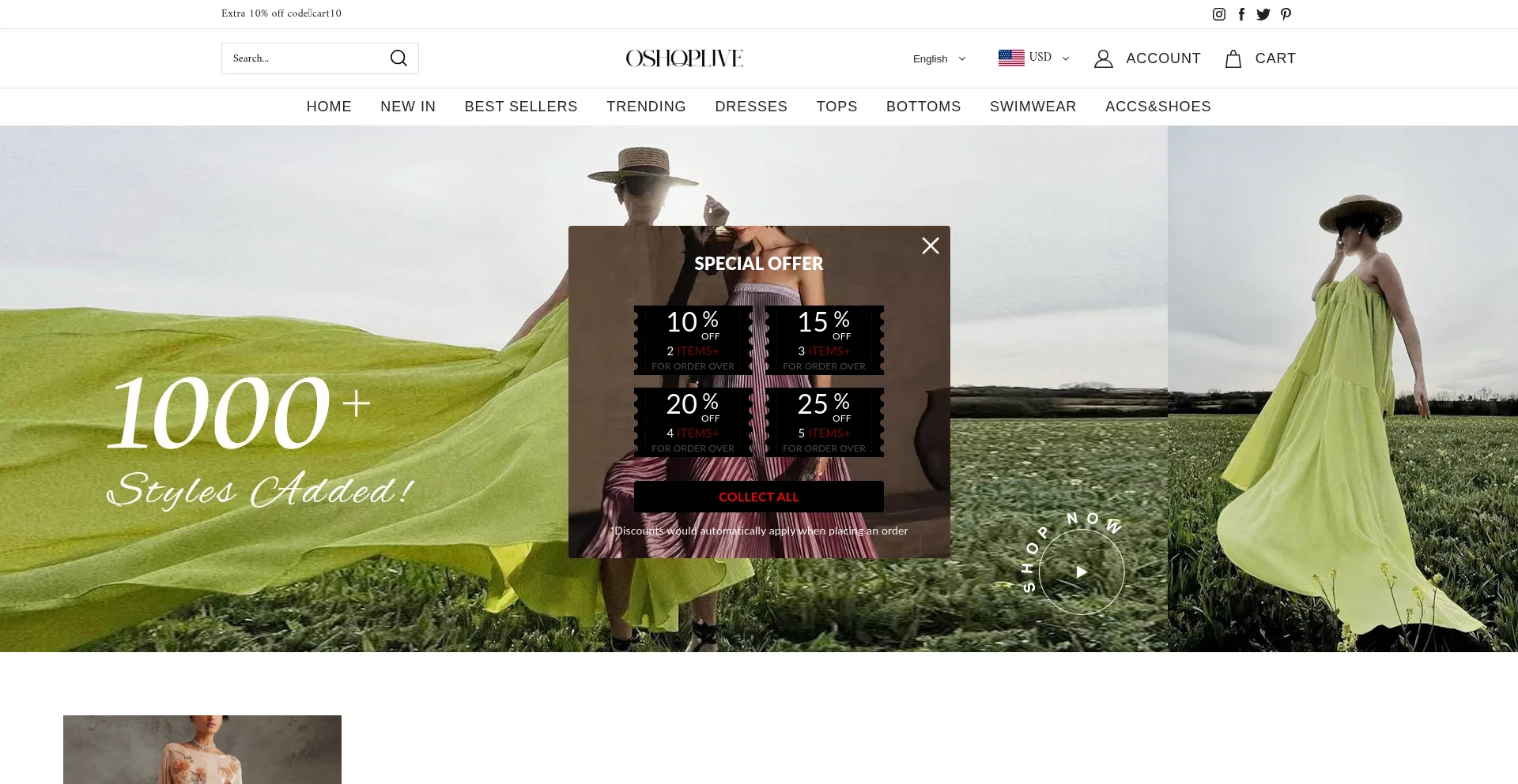 Website screenshot of Oshoplive.com