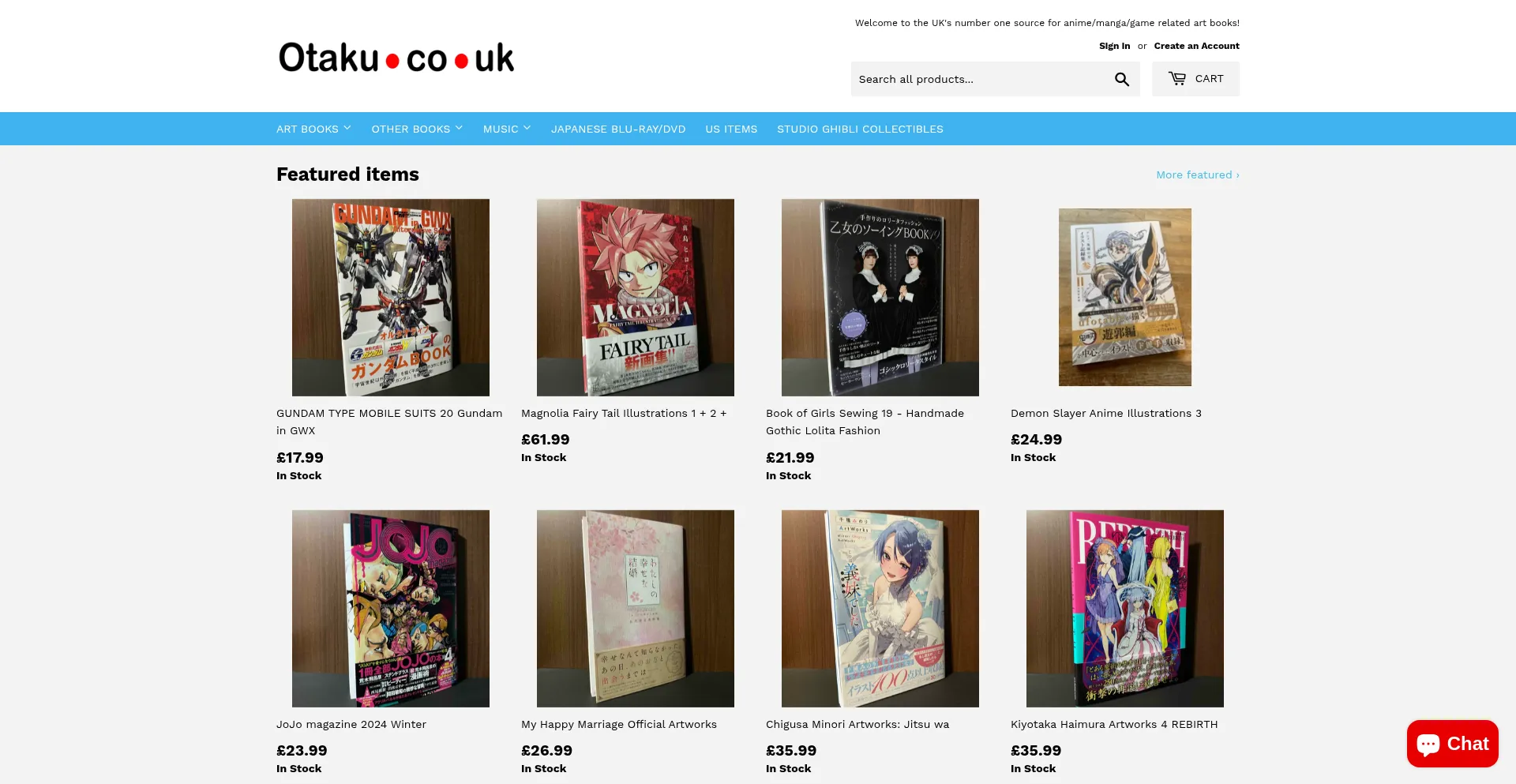 Website screenshot of Otaku.co.uk