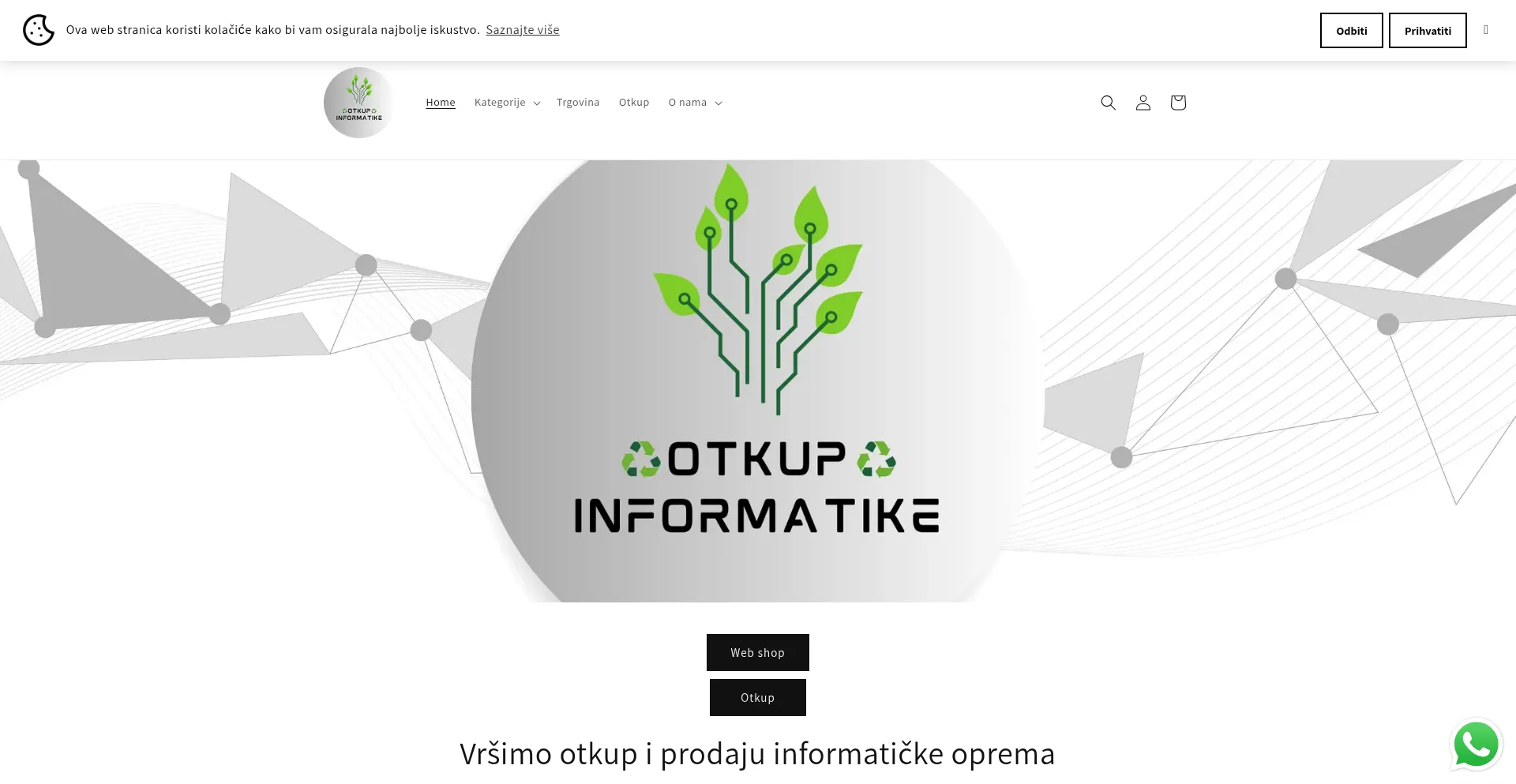 Website screenshot of Otkupinformatike.hr