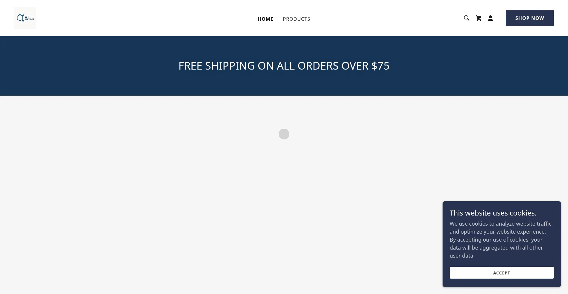 Website screenshot of Otpeptides.com