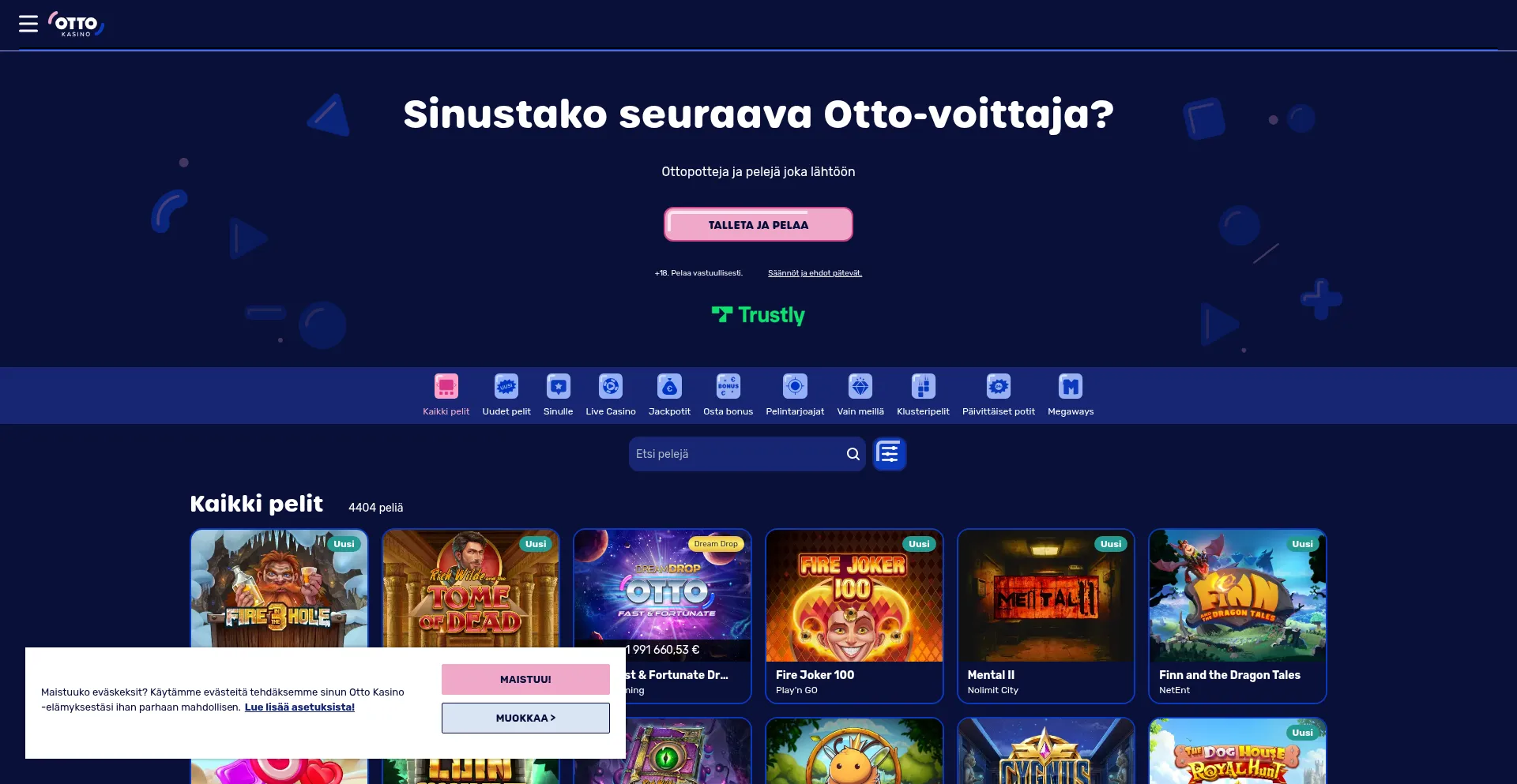Website screenshot of Ottokasino.com