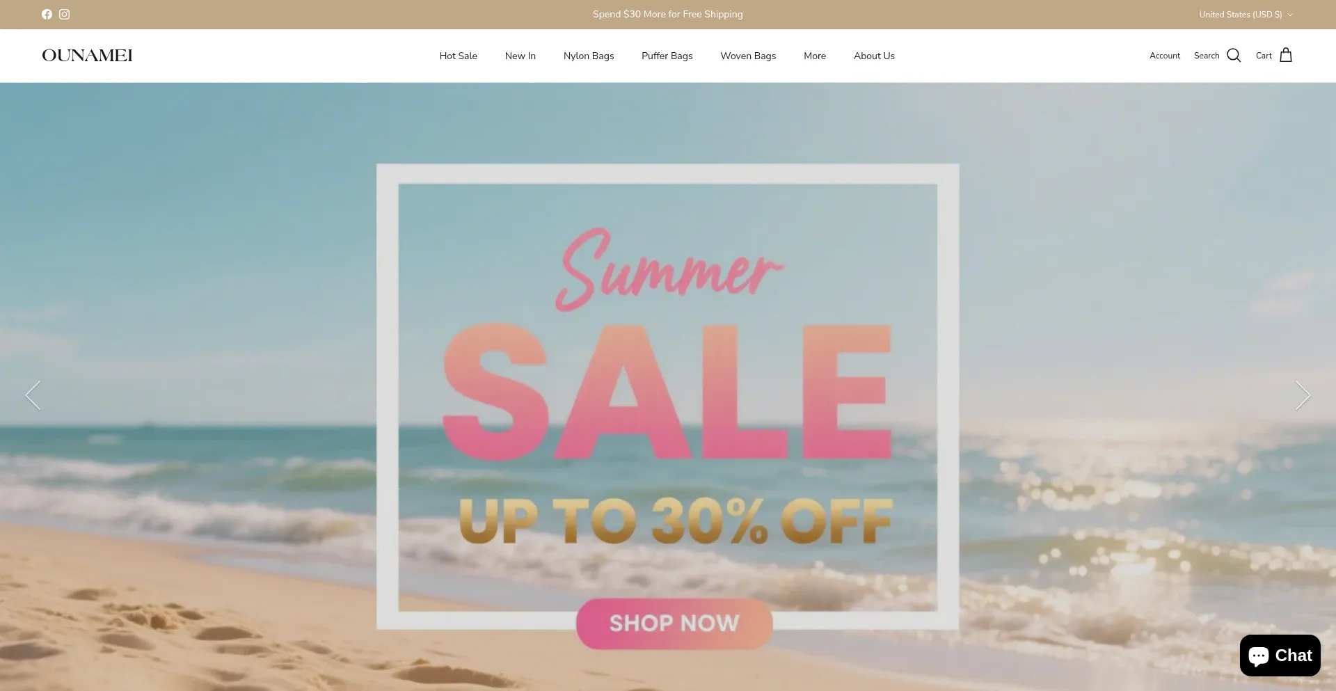 Website screenshot of Ounamei.com