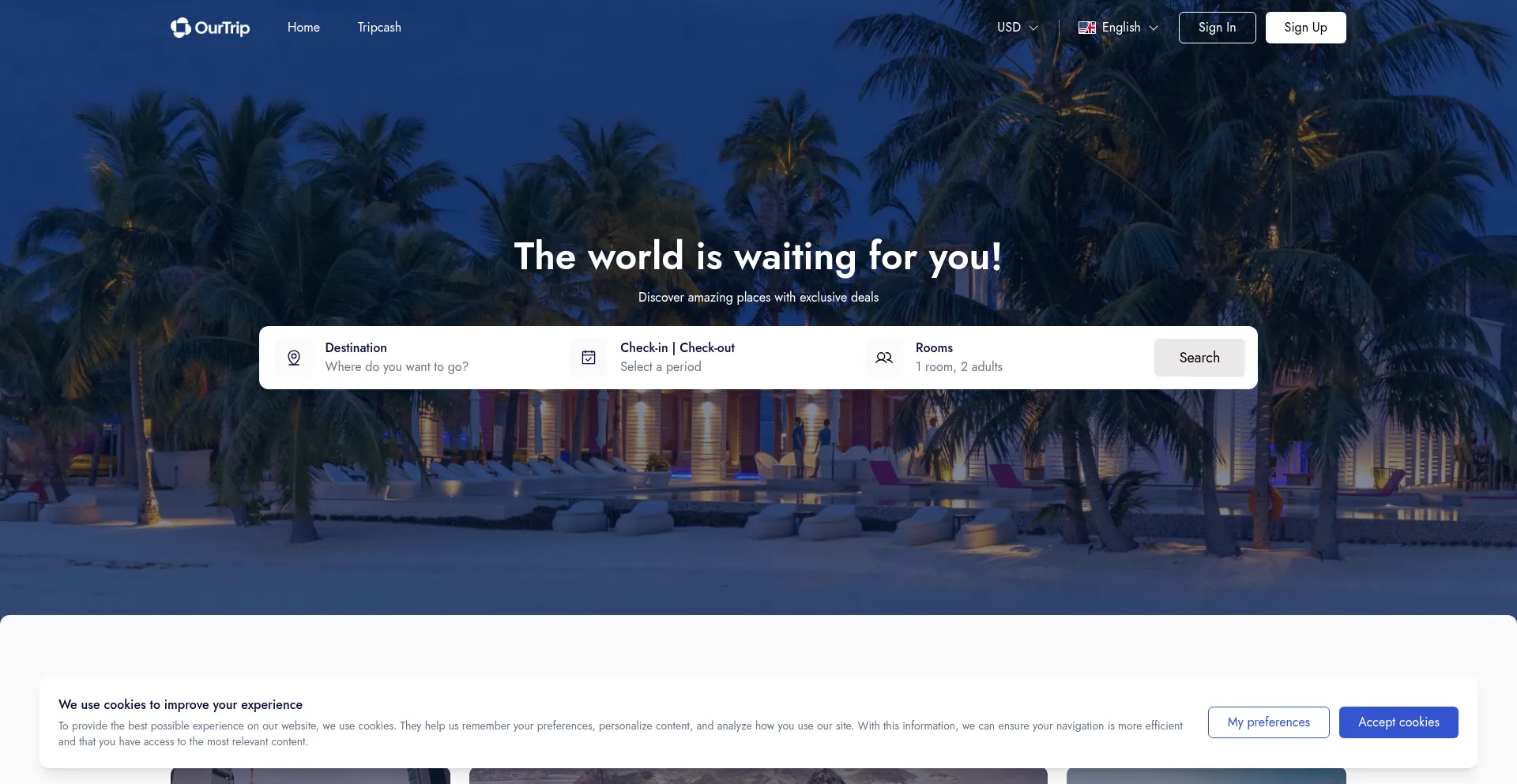 Website screenshot of Ourtrip.global
