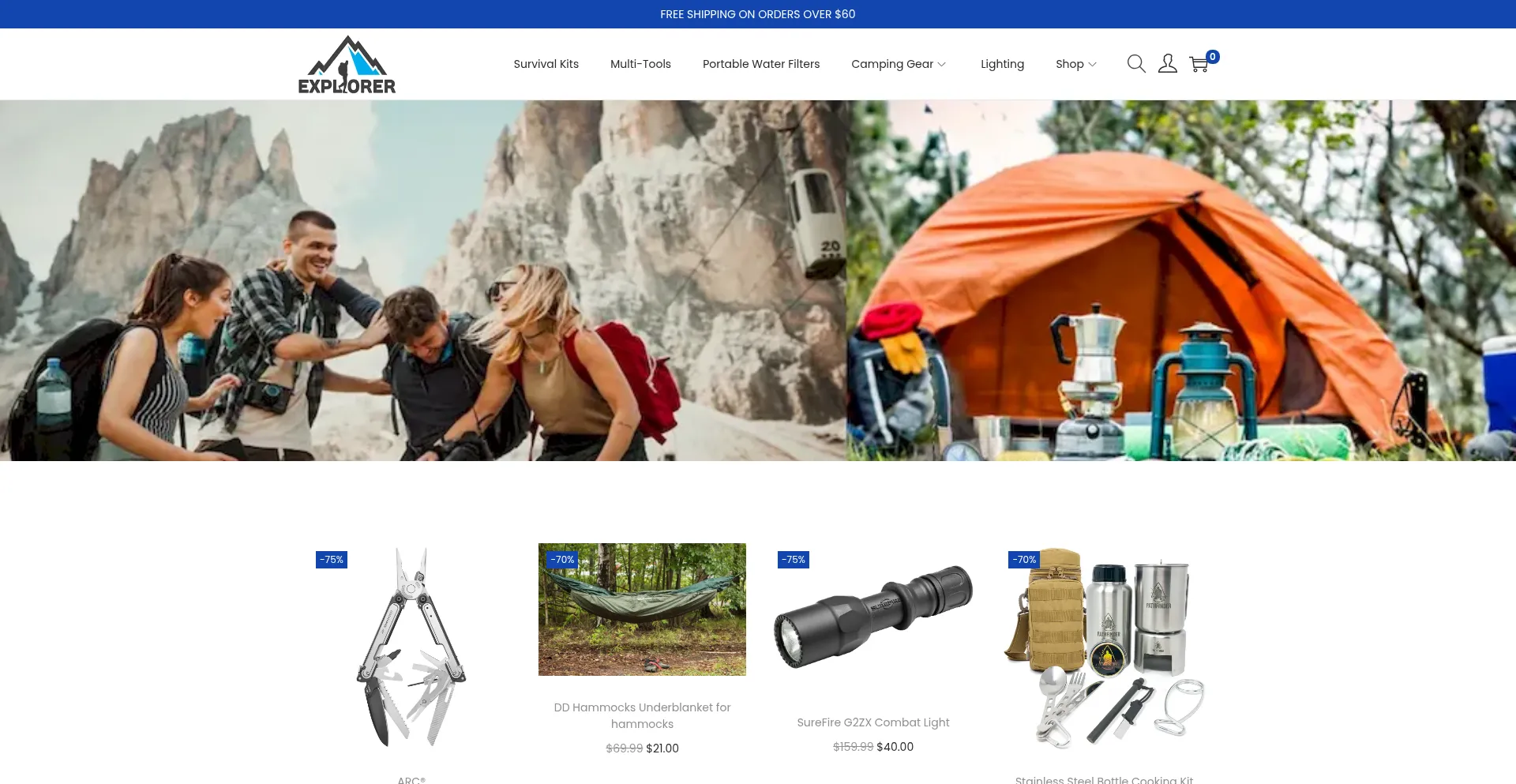 Website screenshot of Outdoorsurvivalexplore.com