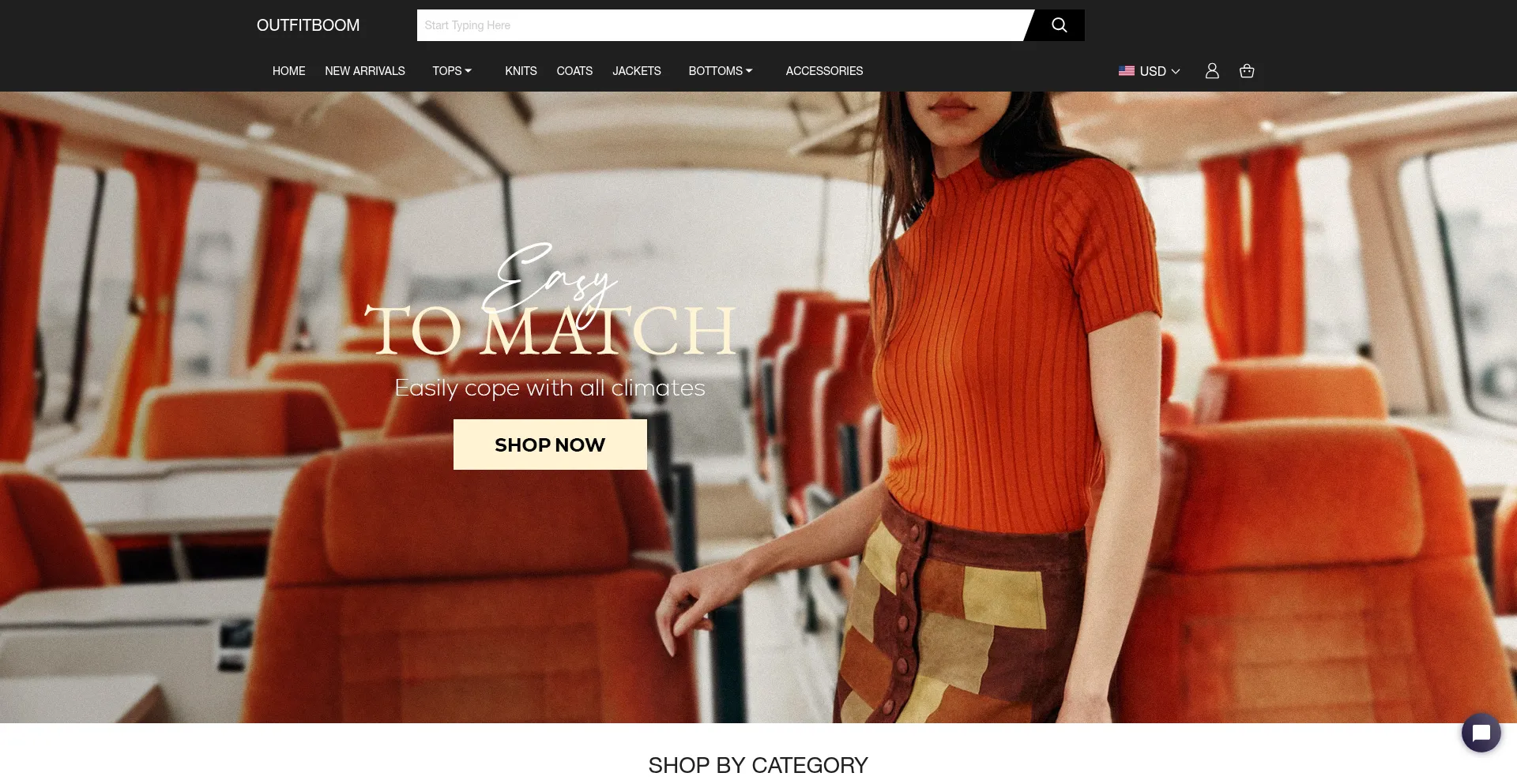 Website screenshot of Outfitboom.com