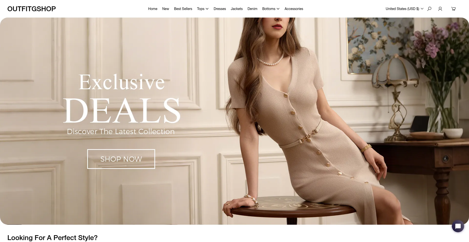 Website screenshot of Outfitgshop.com