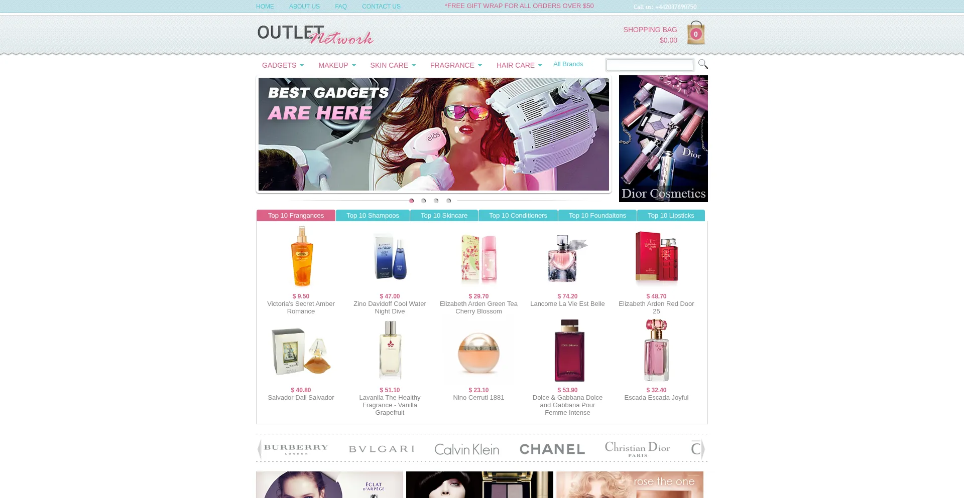 Website screenshot of Outlet-network.com