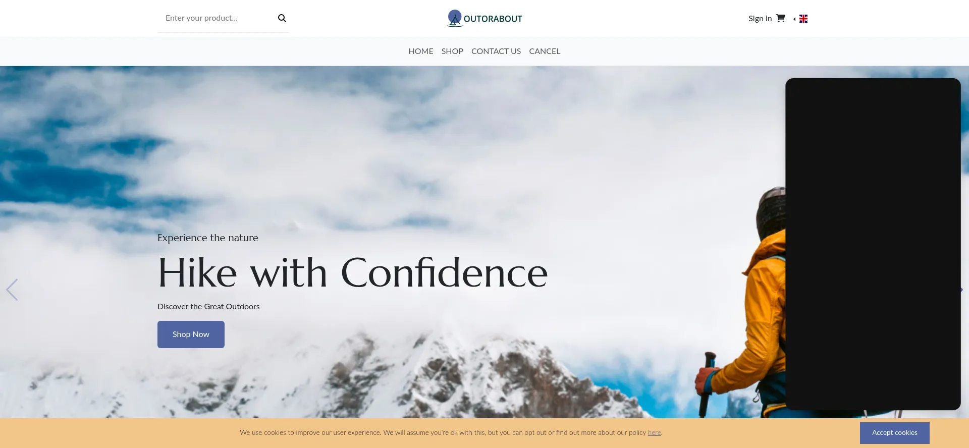 Website screenshot of Outorabout.com