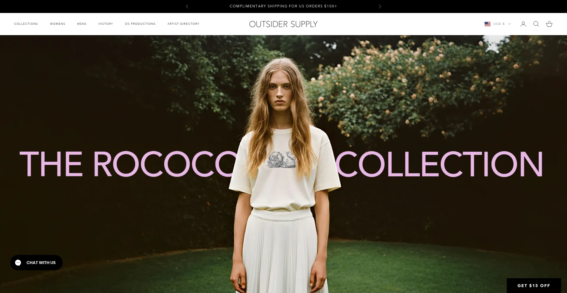 Website screenshot of Outsidersupply.com