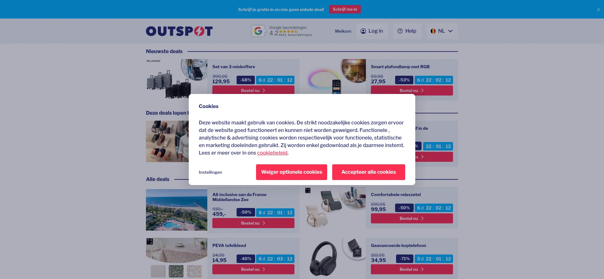 Website screenshot of Outspot.be