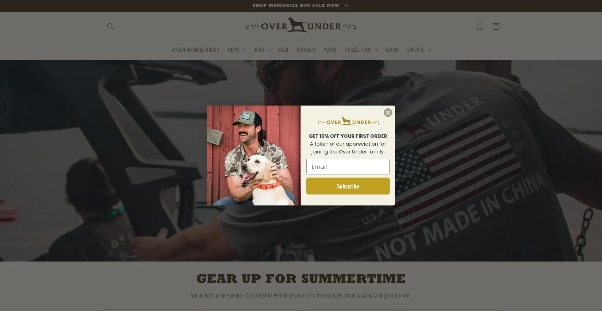 Website screenshot of Overunderclothing.us