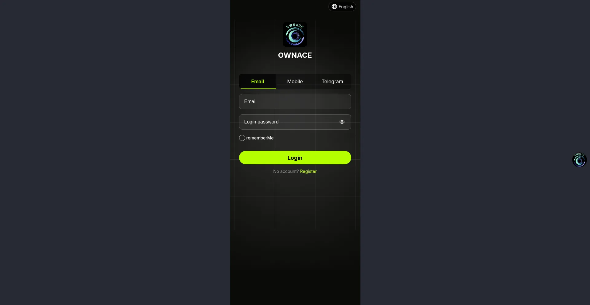 Website screenshot of Ownace.vip