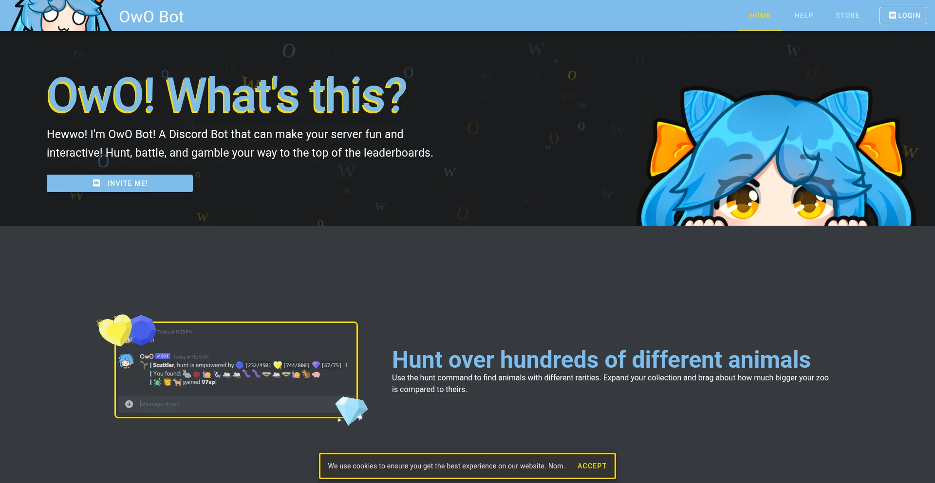 Website screenshot of Owobot.com