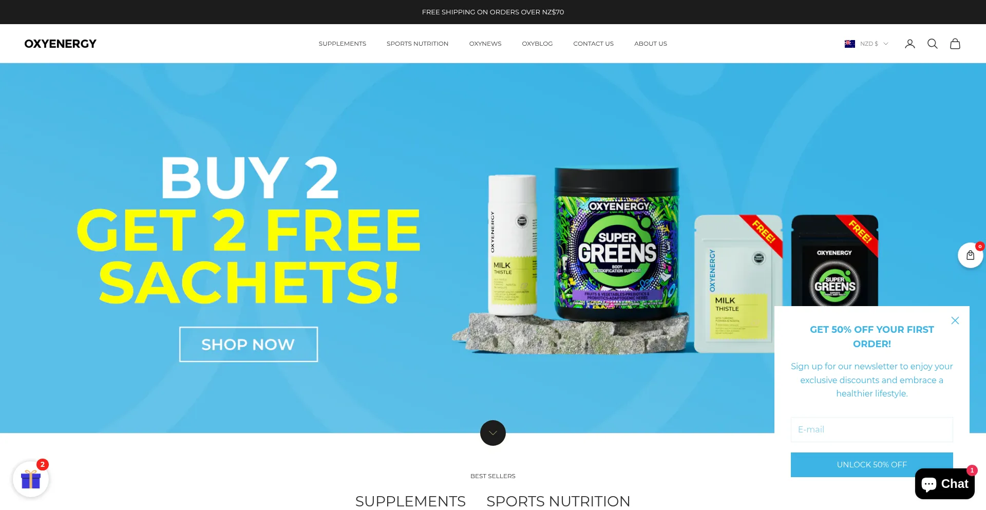 Website screenshot of Oxyenergy.co.nz