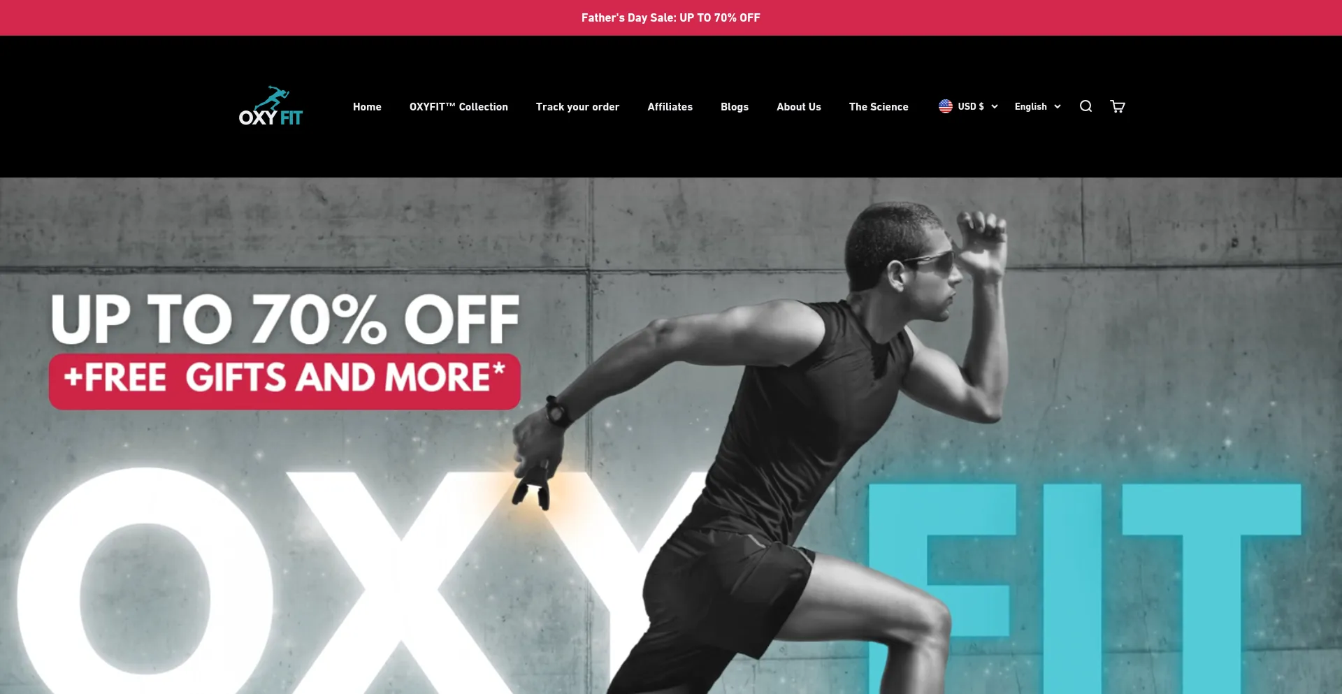 Website screenshot of Oxyfit.store