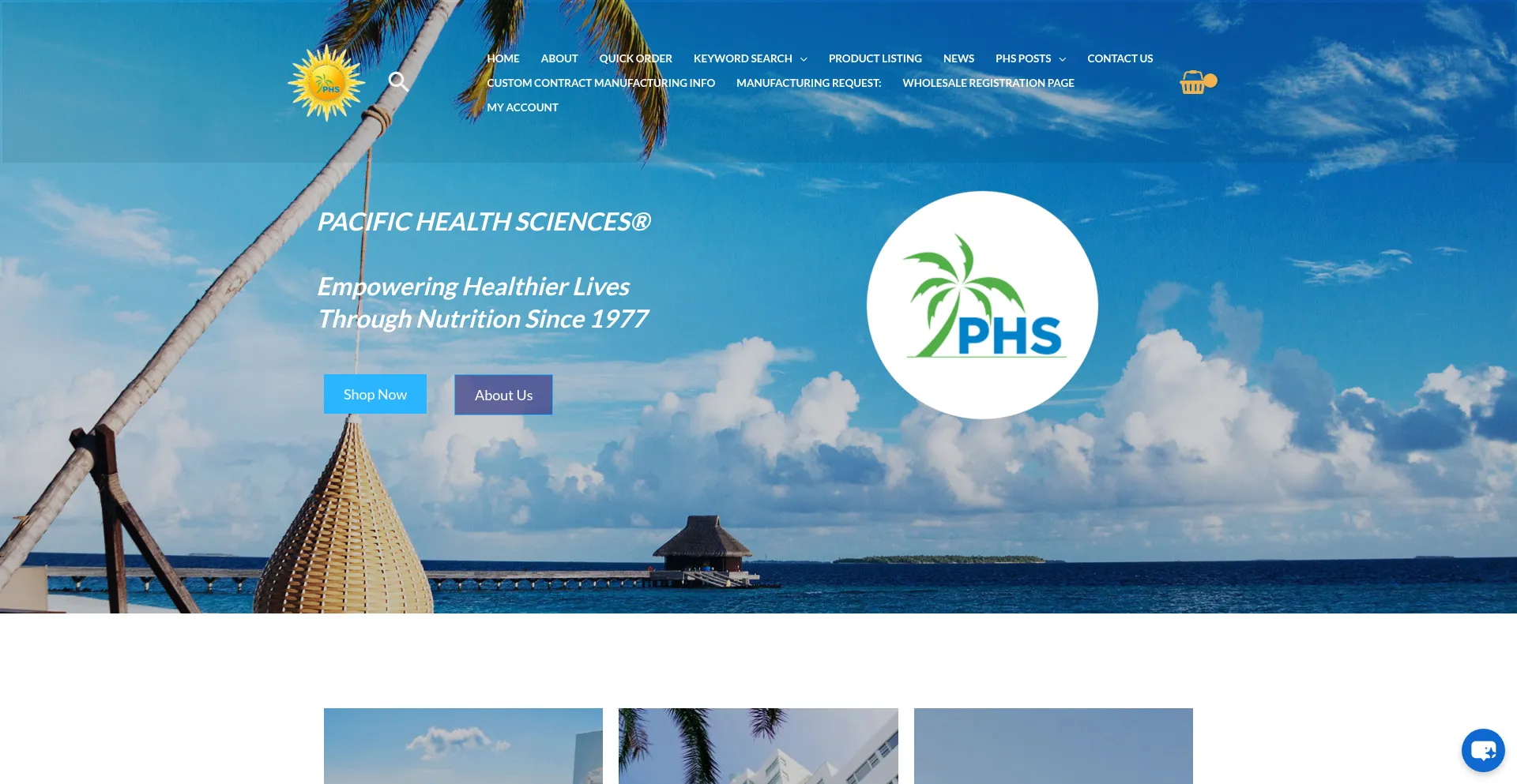Website screenshot of Pacifichealth.com