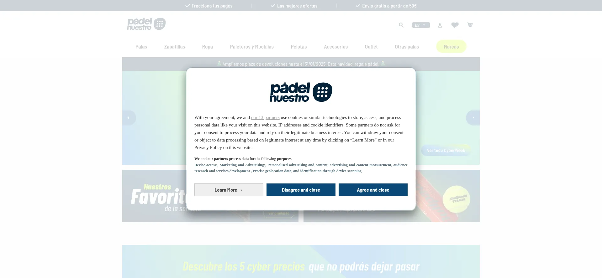 Website screenshot of Padelnuestro.com