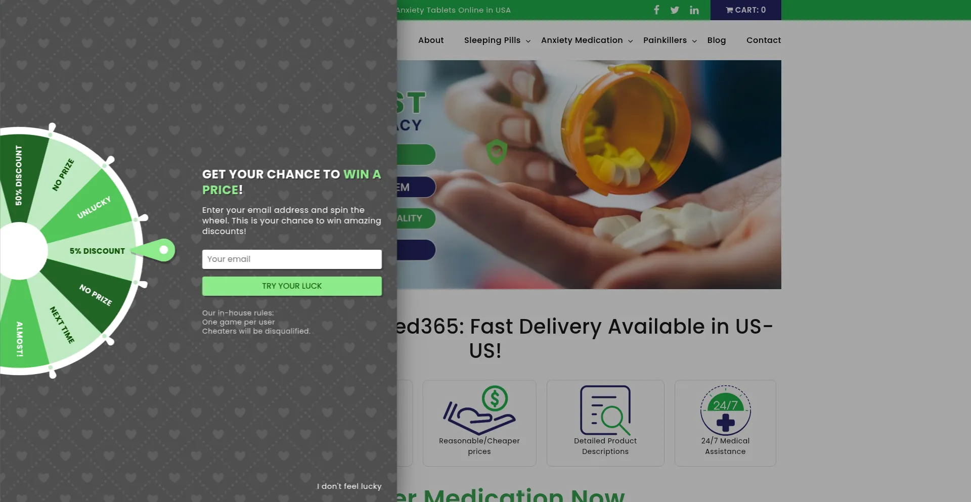 Website screenshot of Painmed365.com