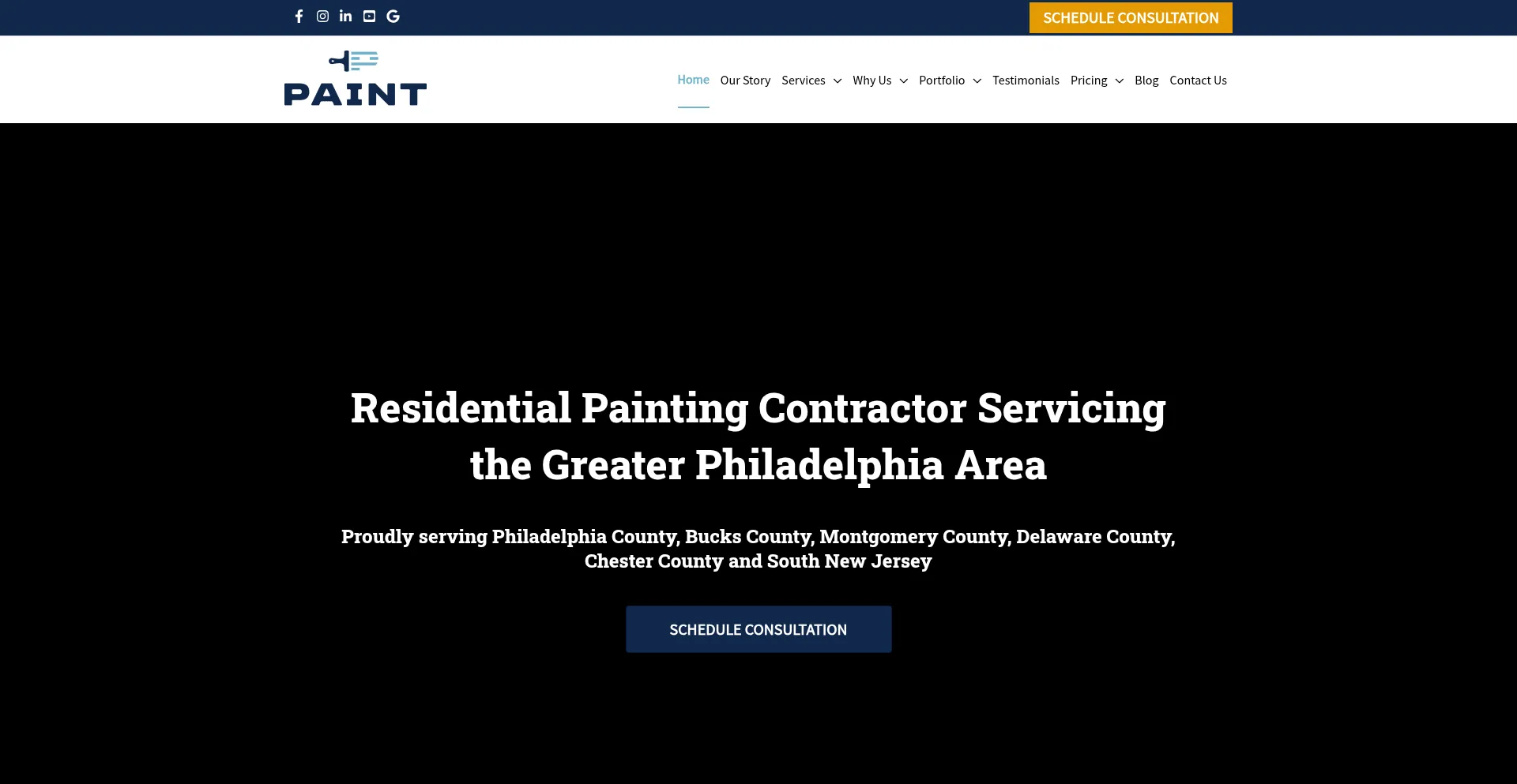Website screenshot of Paintphilly.com