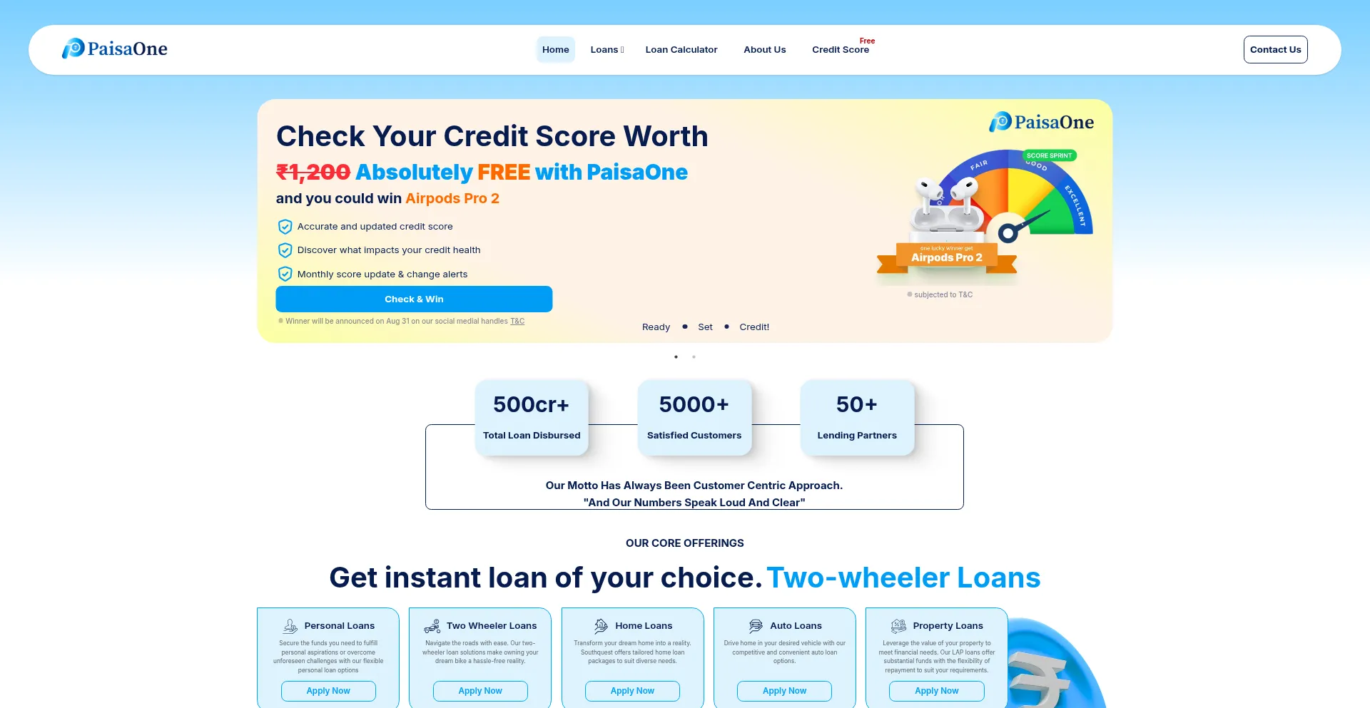 Website screenshot of Paisaone.com