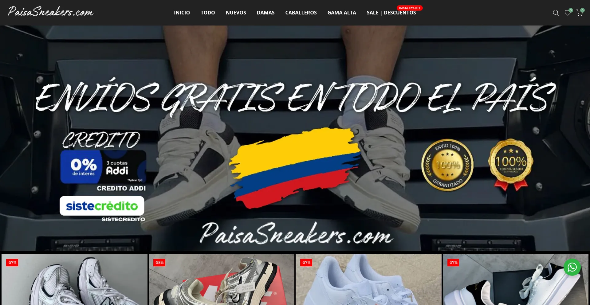 Website screenshot of Paisasneakers.com