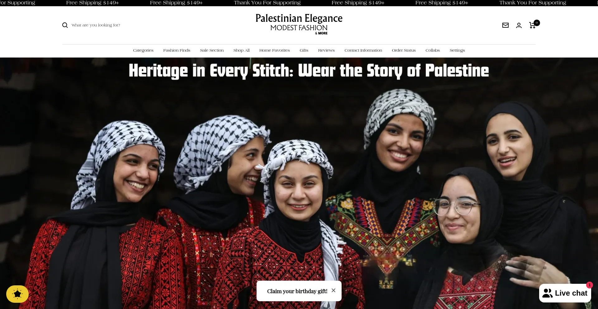 Website screenshot of Palestinianelegance.com