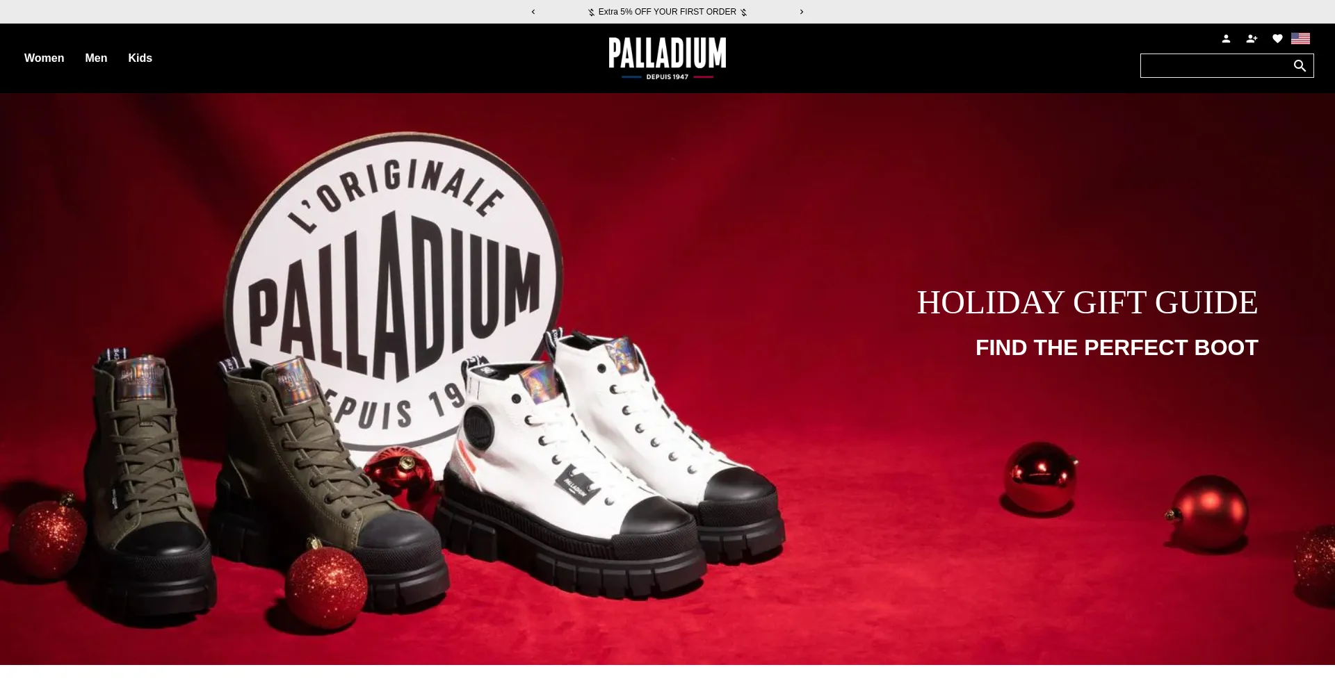 Website screenshot of Palladiumbootsus.com