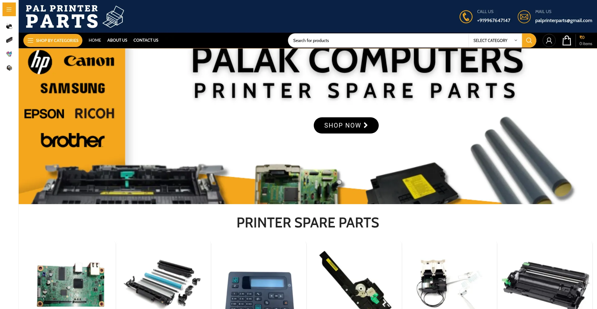 Website screenshot of Palprinterparts.com