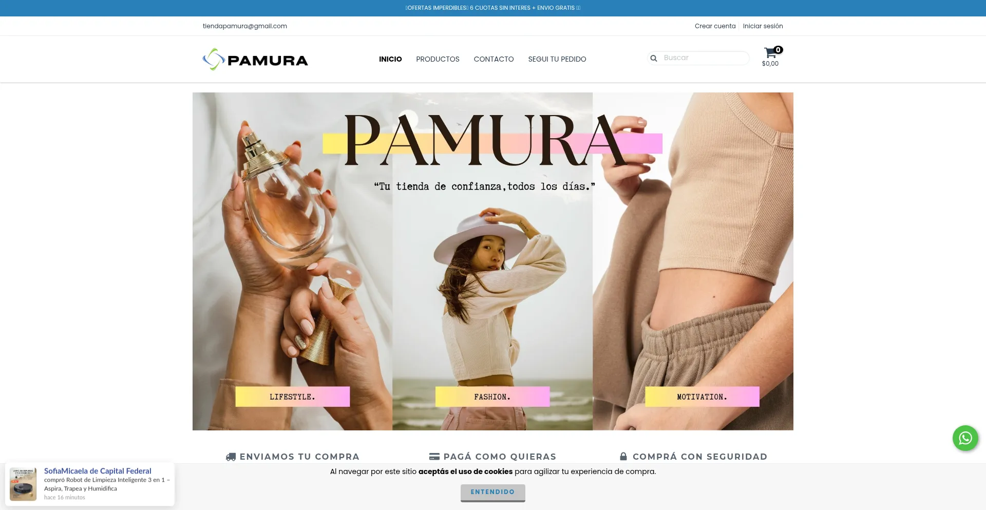 Website screenshot of Pamuraarg.com