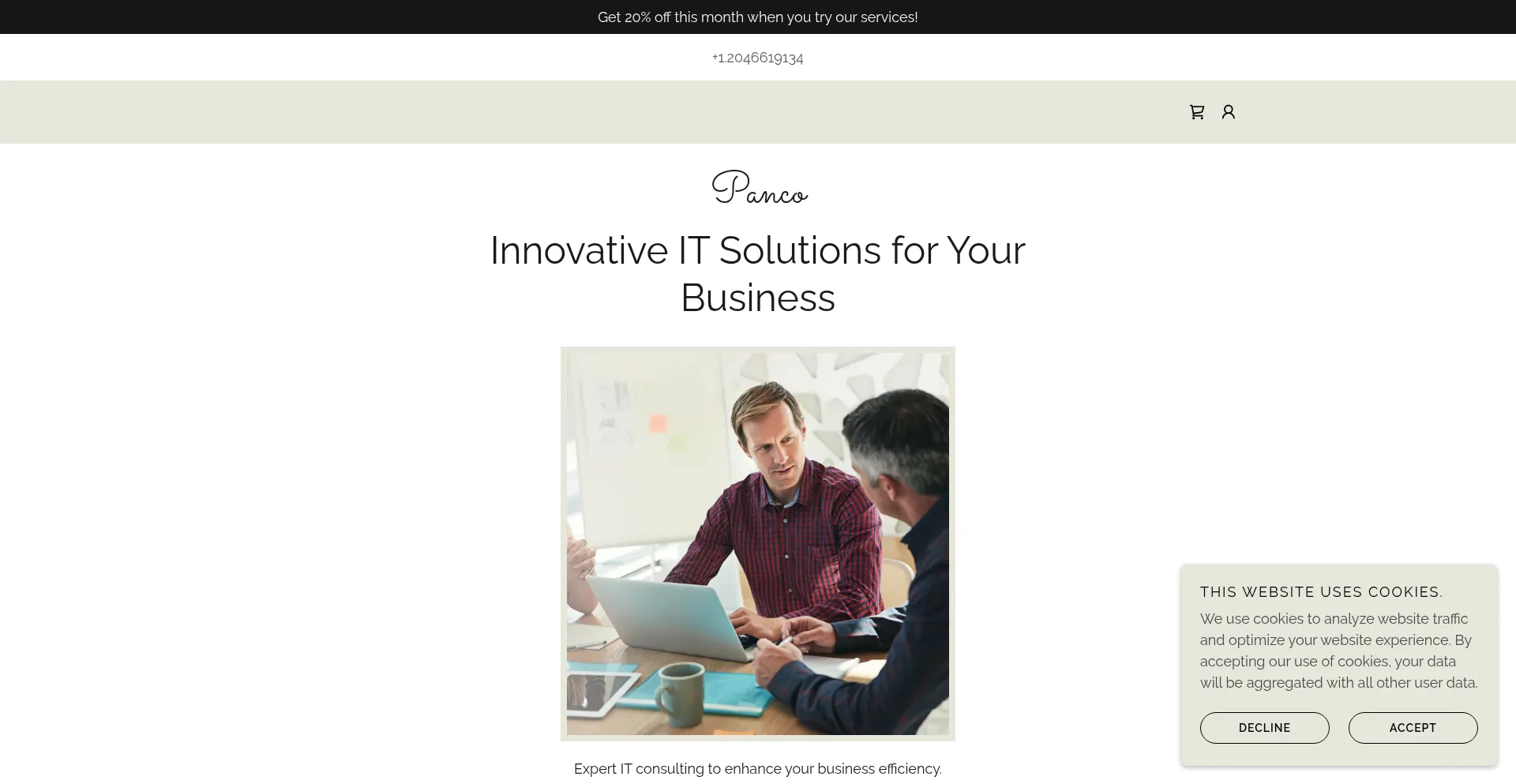 Website screenshot of Pancoai.com