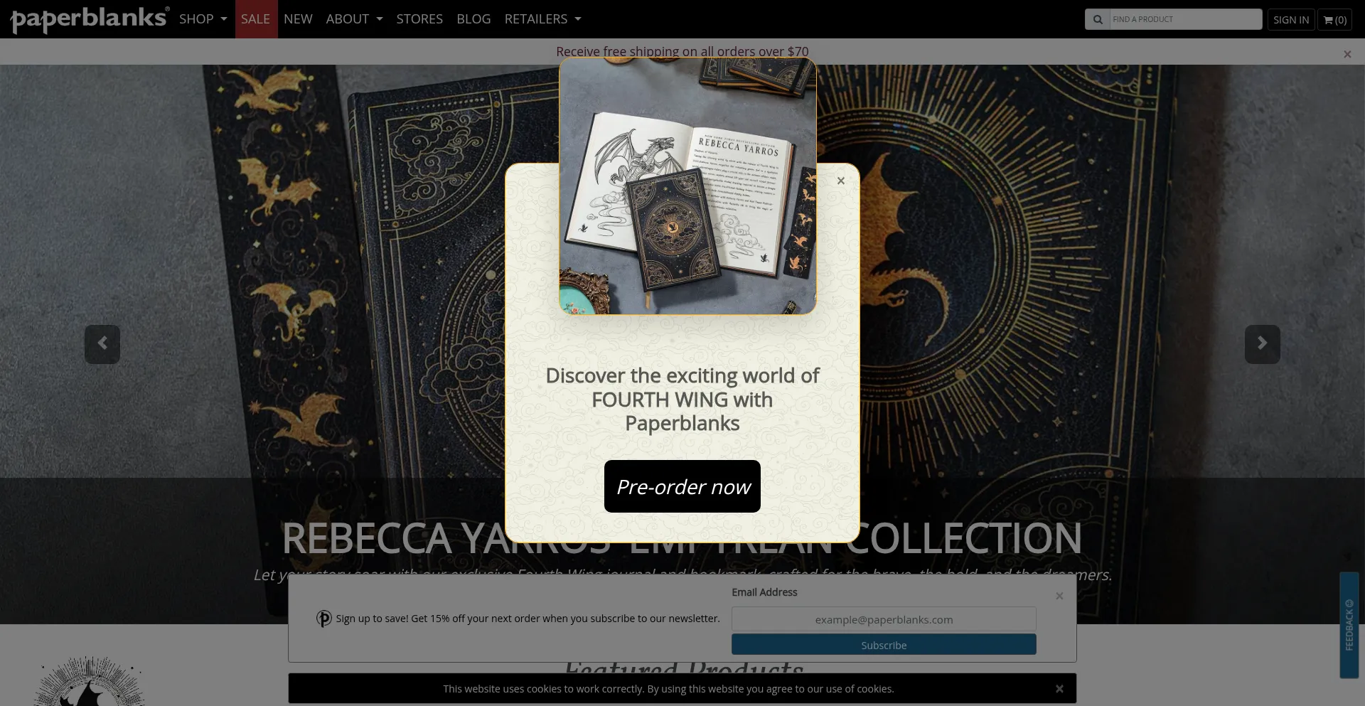Website screenshot of Paperblanks.com