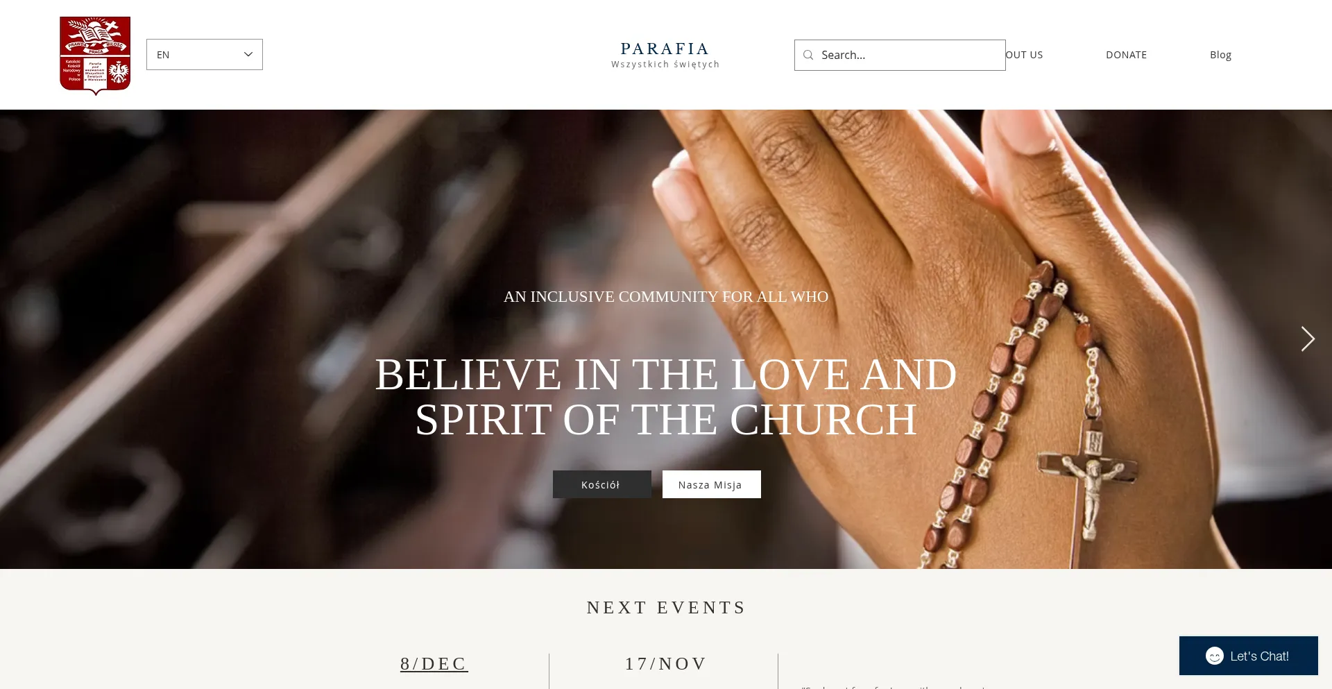 Website screenshot of Parafiawszystkichswietych.pl