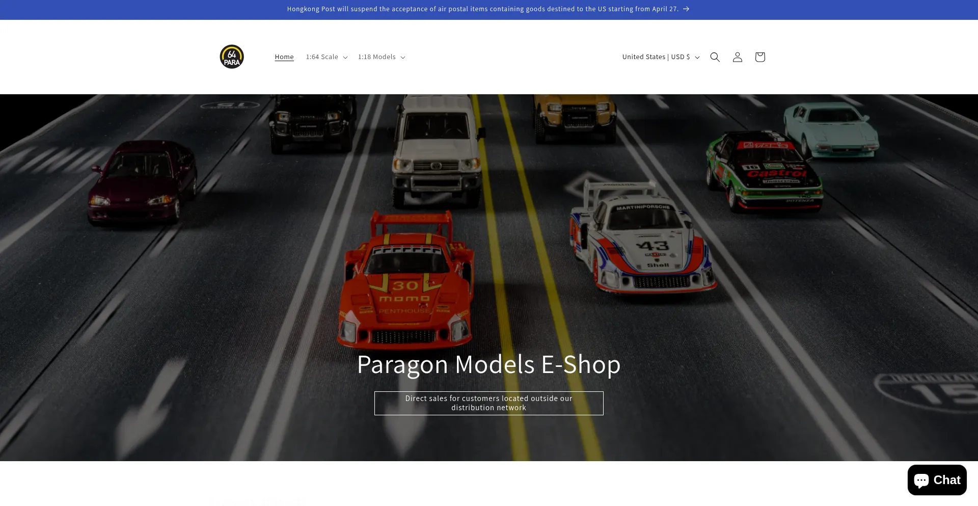 Website screenshot of Paragonmodelstore.com
