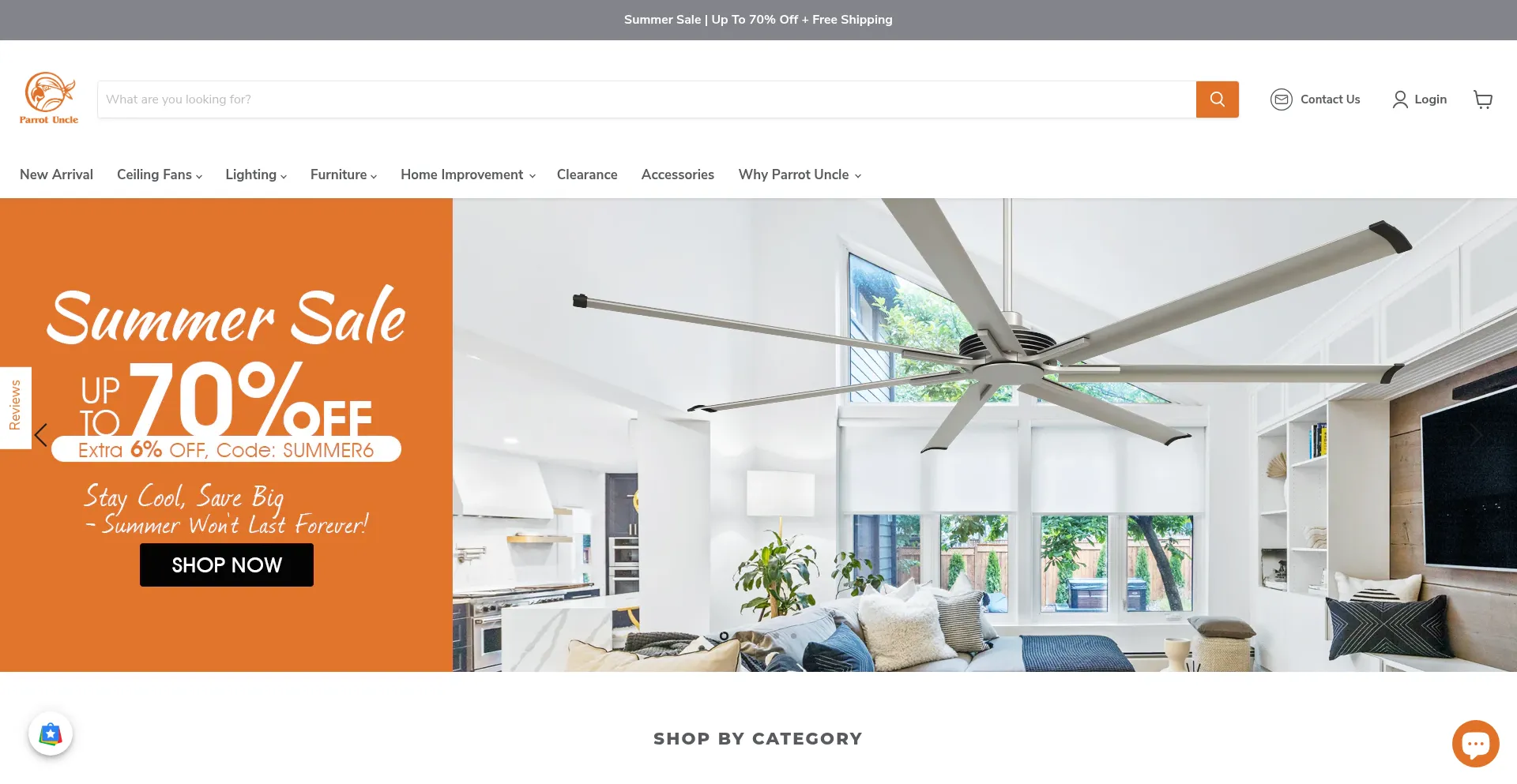 Website screenshot of Parrotuncle.com