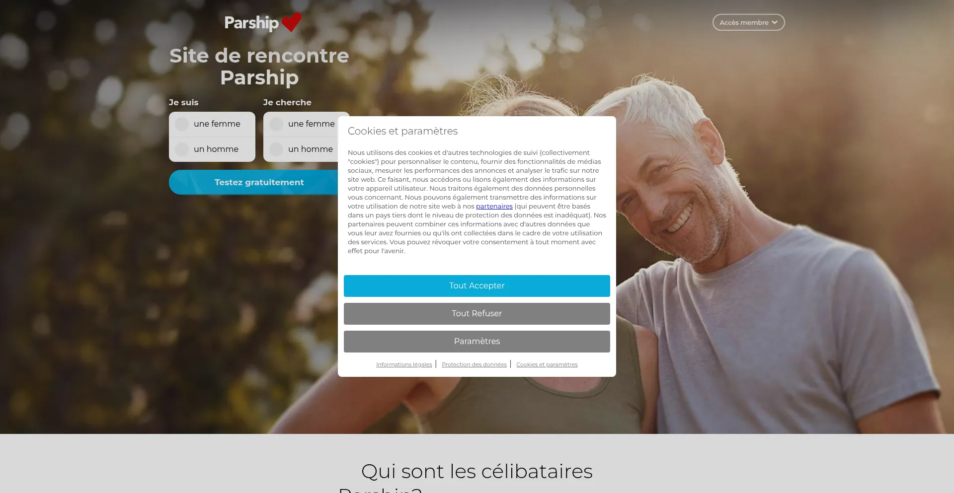 Website screenshot of Parship.fr