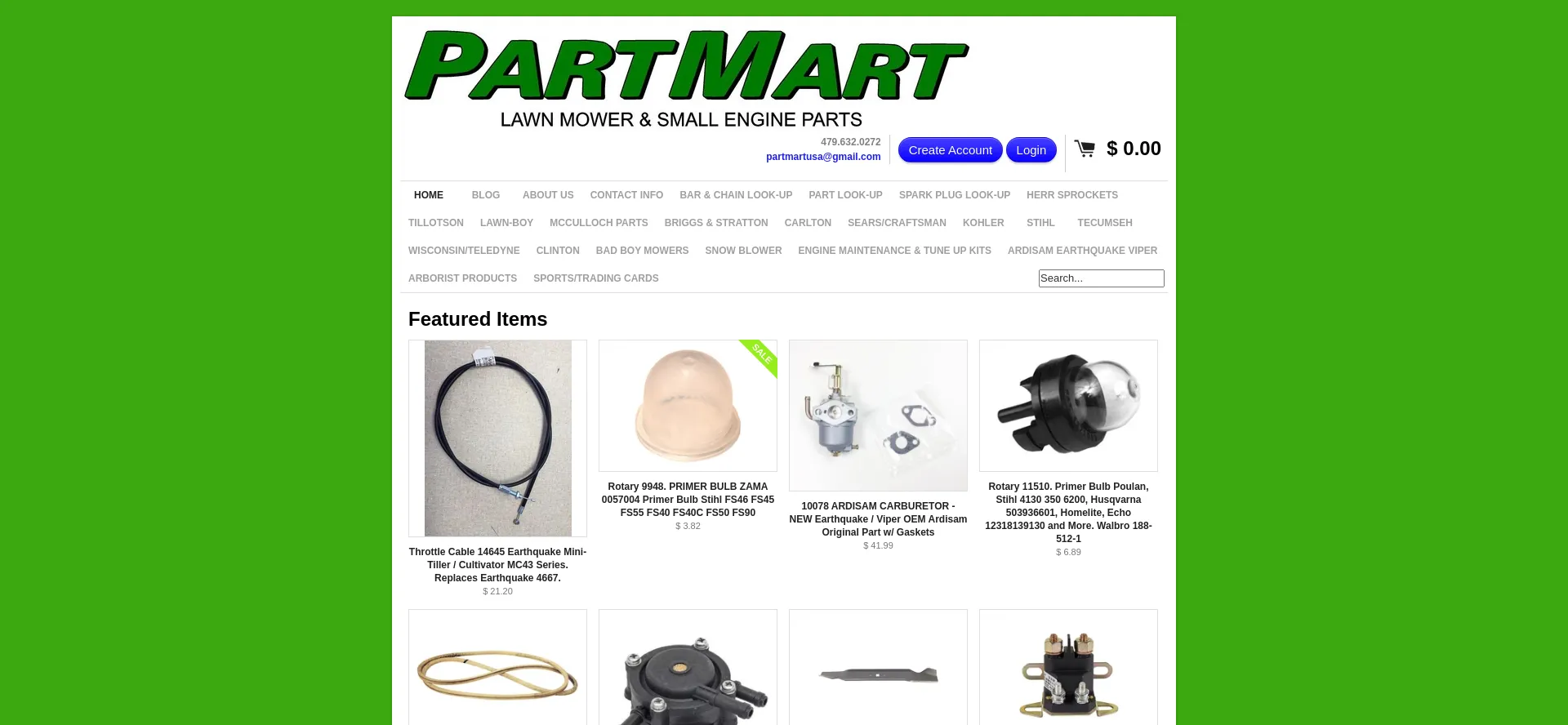 Website screenshot of Partmartusa.com