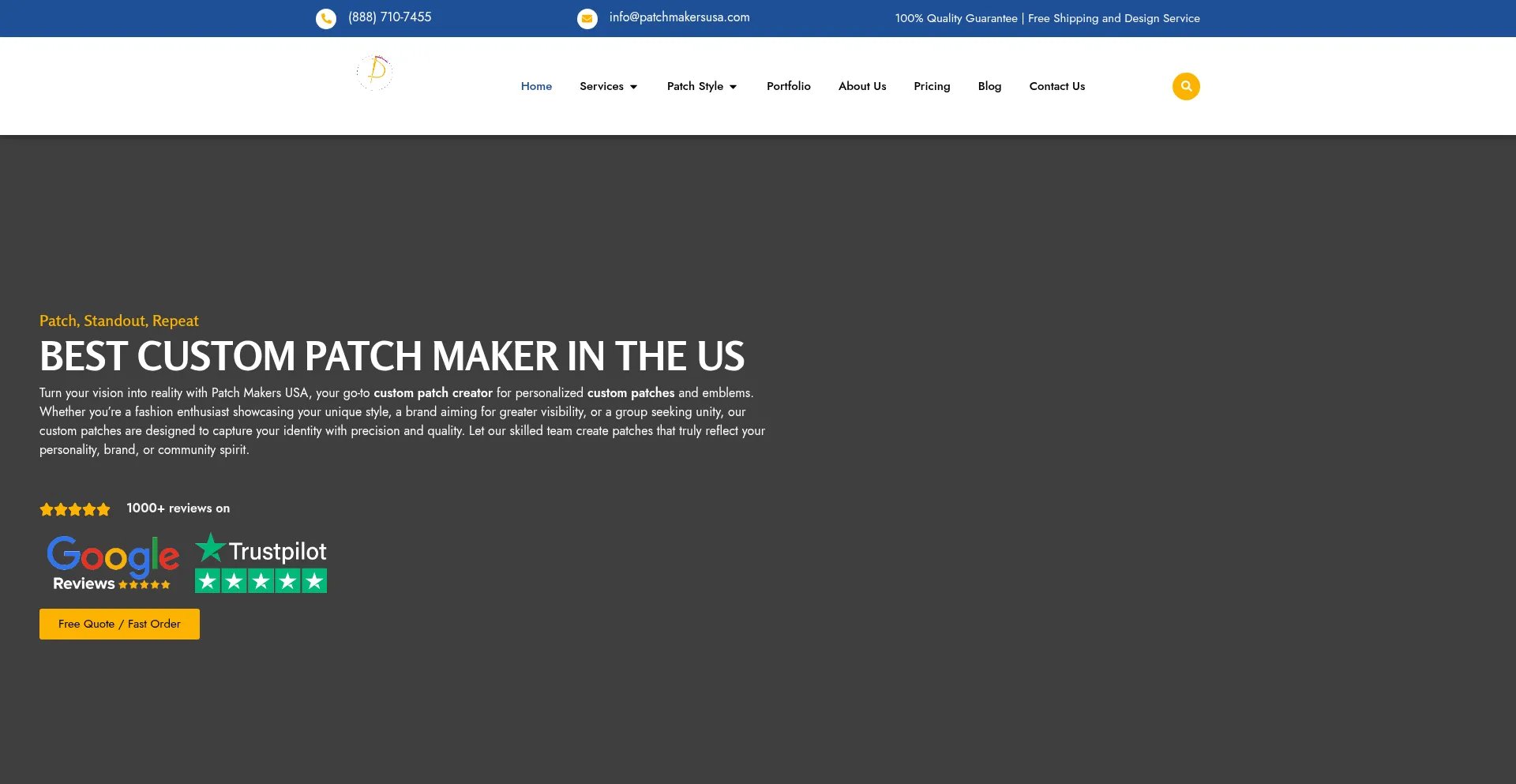 Website screenshot of Patchmakersusa.com