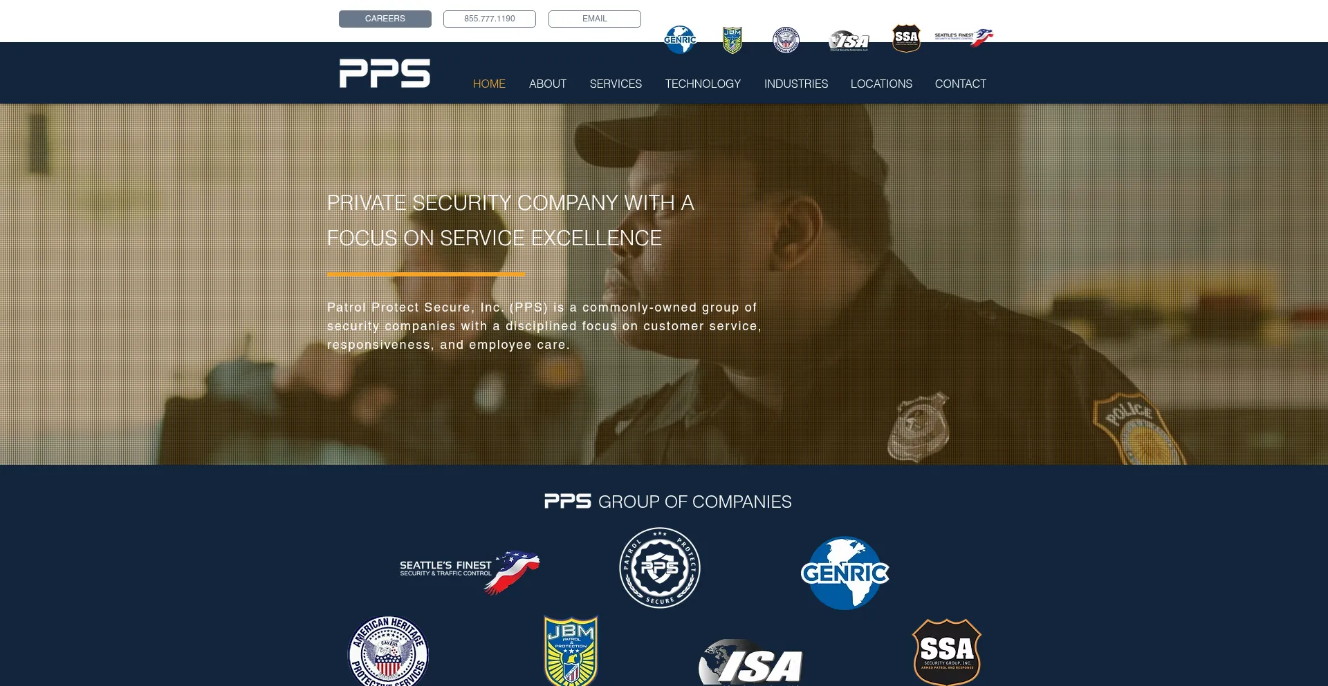 Website screenshot of Patrolprotectsecure.com