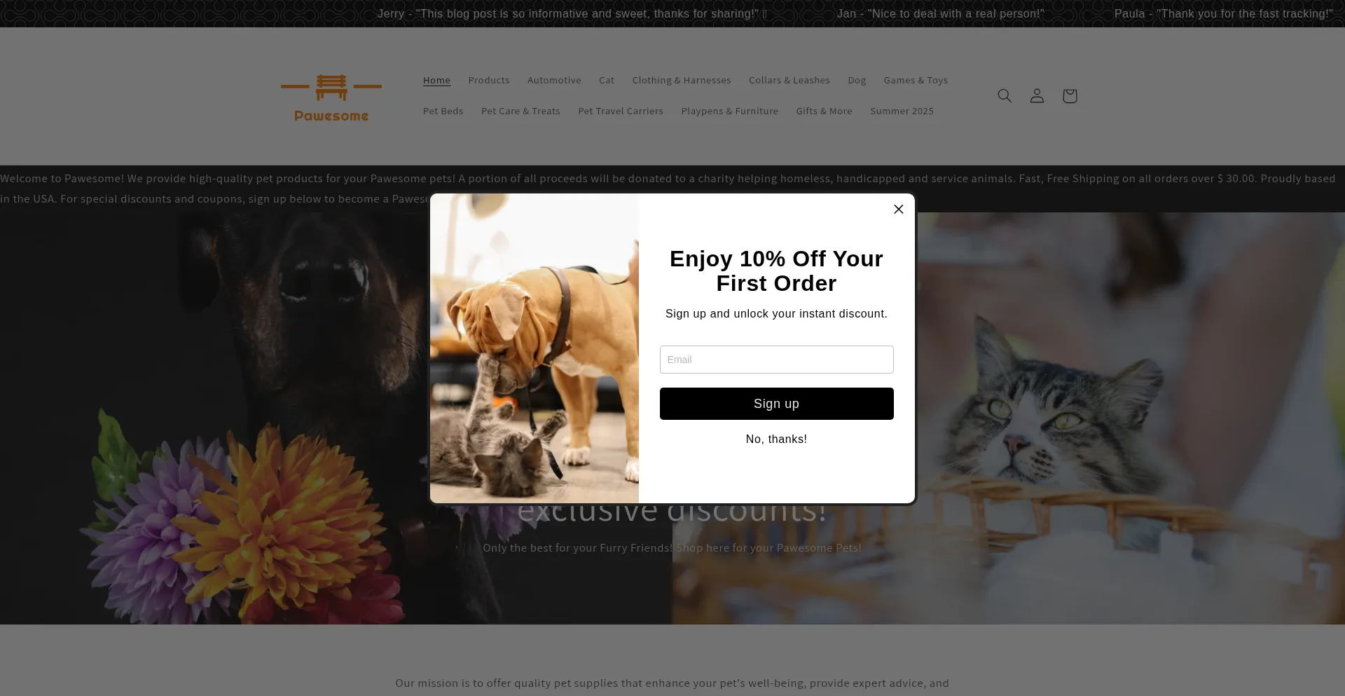 Website screenshot of Pawesomeproducts.com