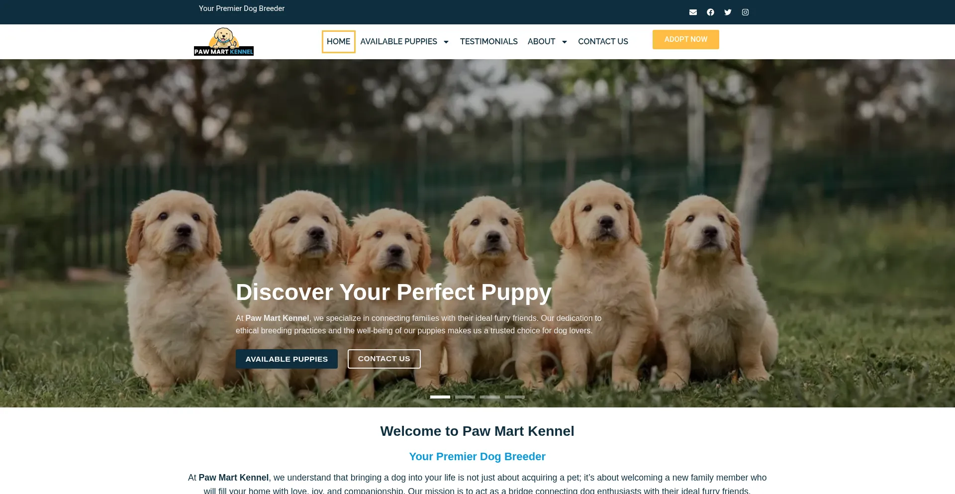 Website screenshot of Pawmartkennel.com