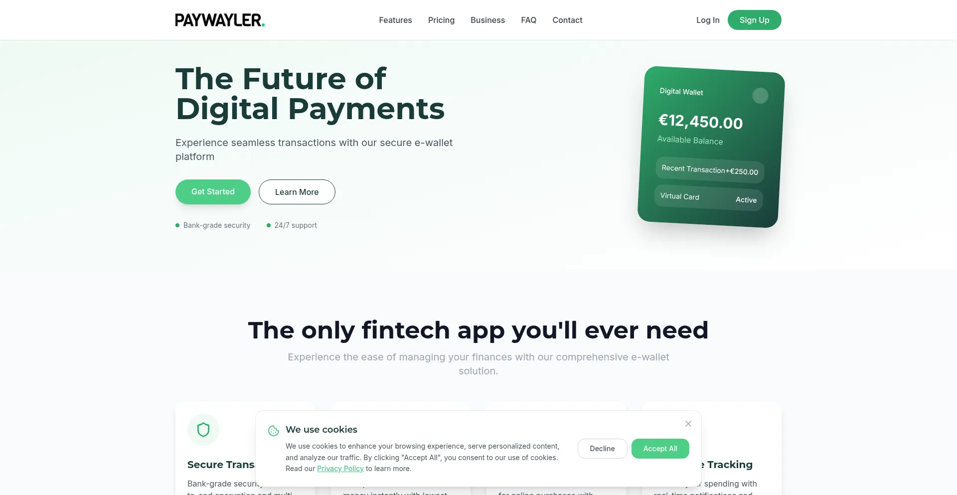 Website screenshot of Paywayler.com