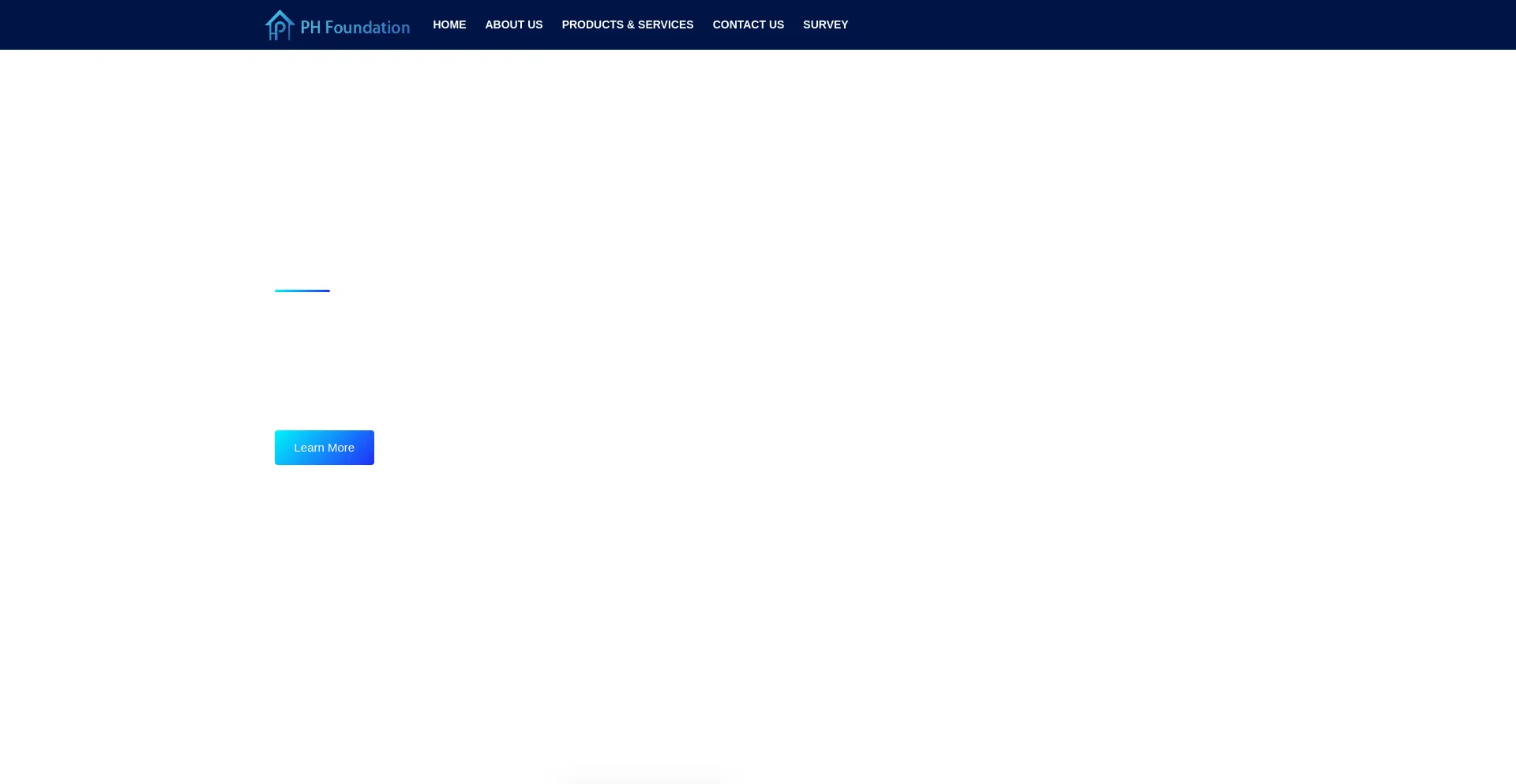 Website screenshot of Peacehomesfoundation.com